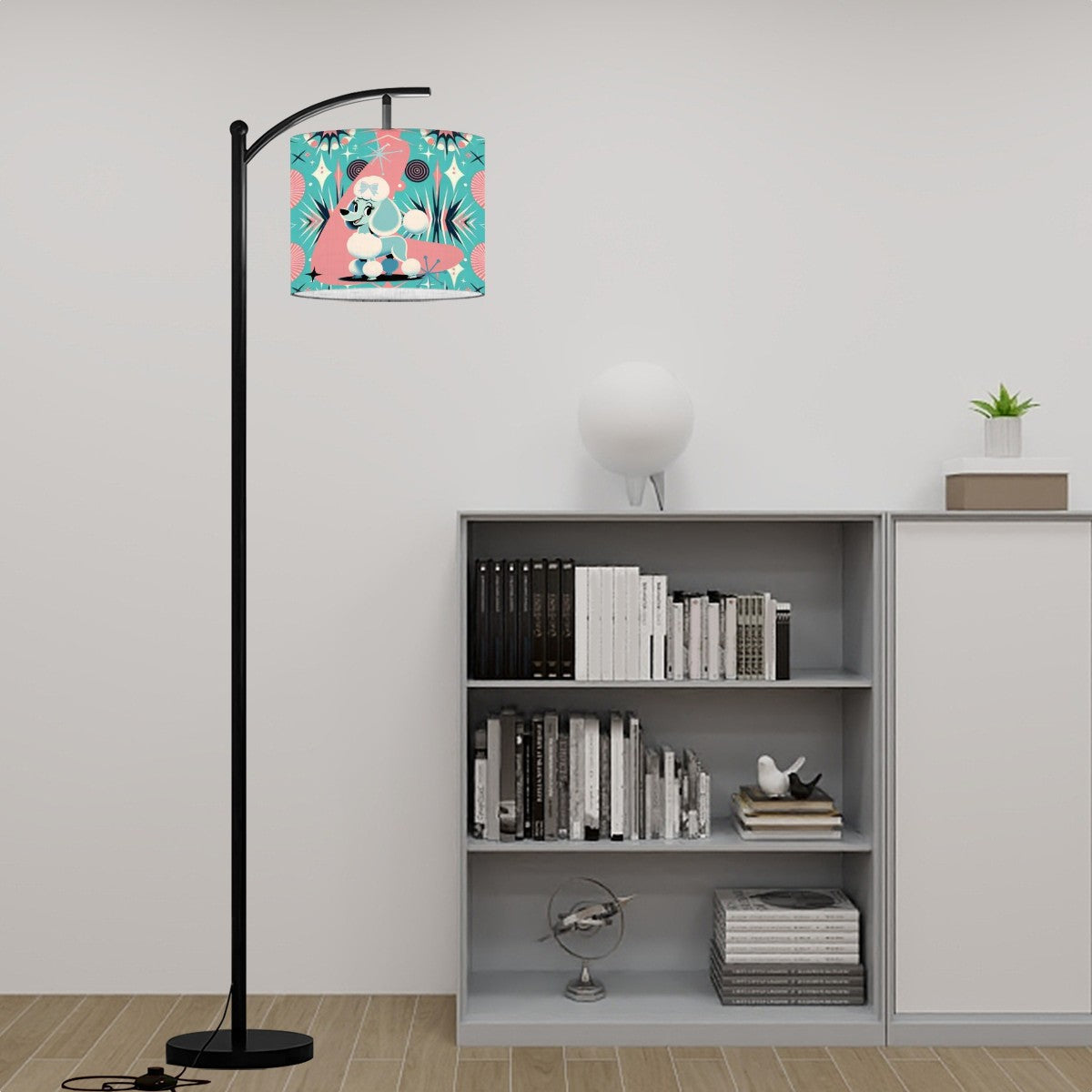 Mid Century Moder Poodle Arc Floor Lamp, Atomic Pink, Aqua Mod Lighting - Mid Century Modern Gal