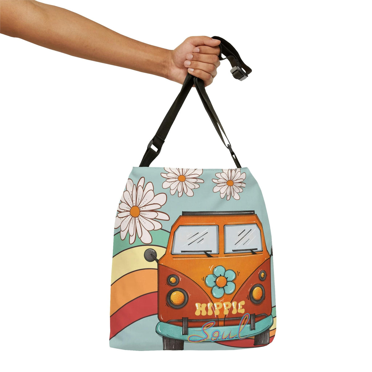 70's Retro Hippie Soul, Hippie Chick Adjustable Tote Bag Bags 16" × 16''
