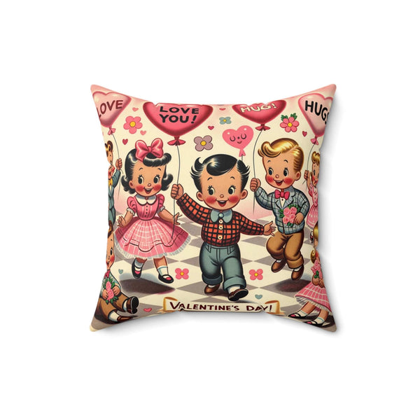 Kitschy Cute Valentine Vintage Mid Mod 50's Kids, Retro Valentine Love Pillow And Insert