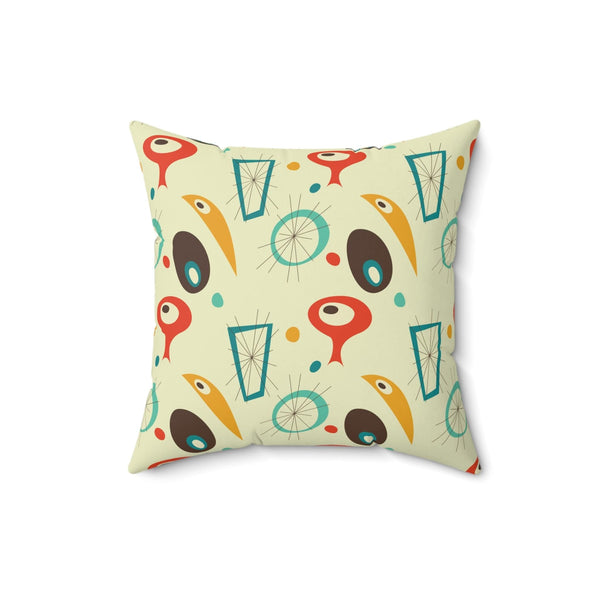 Mid Century Modern Abstract, Starbursts, MCM Mustard Yellow, Burnt Orange, Teal, Aqua MCM Palm Springs Cali Decor Pillow