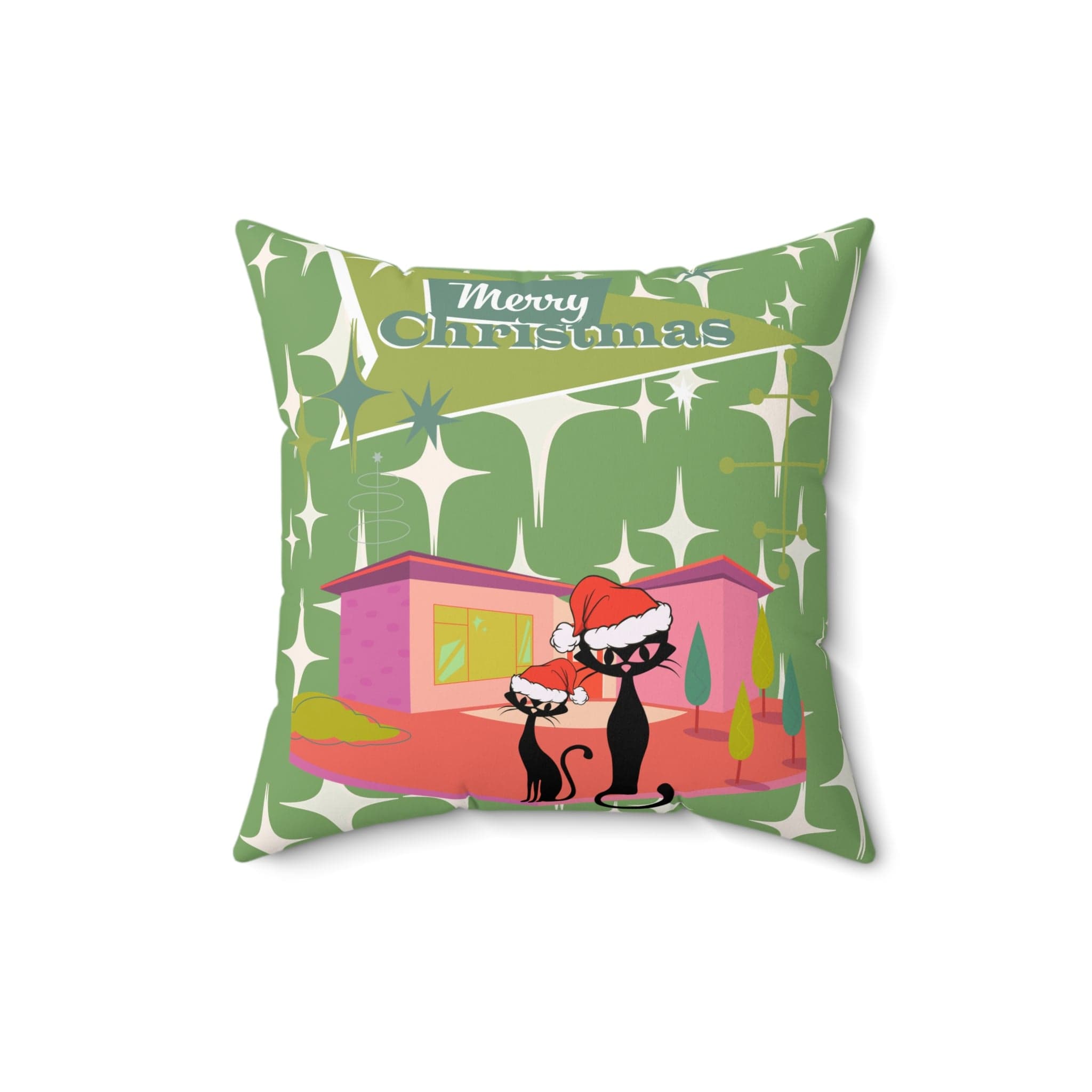 Mid Century Modern Christmas Atomic Cat, Kitschy 50&