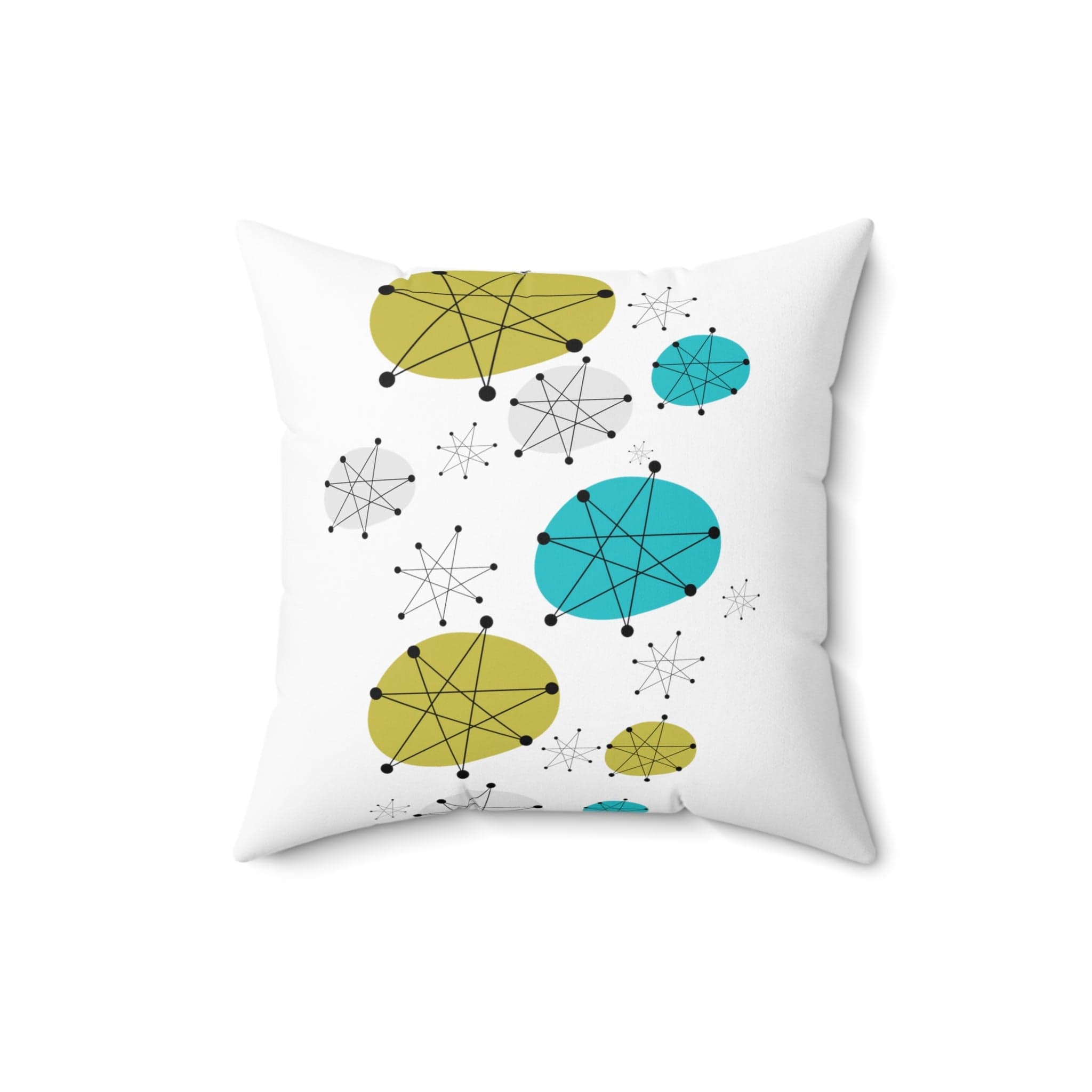 Mid Century Modern Franciscan Dish Pattern, Mod Starburst, Retro Pillow And Insert Home Decor 16" × 16"
