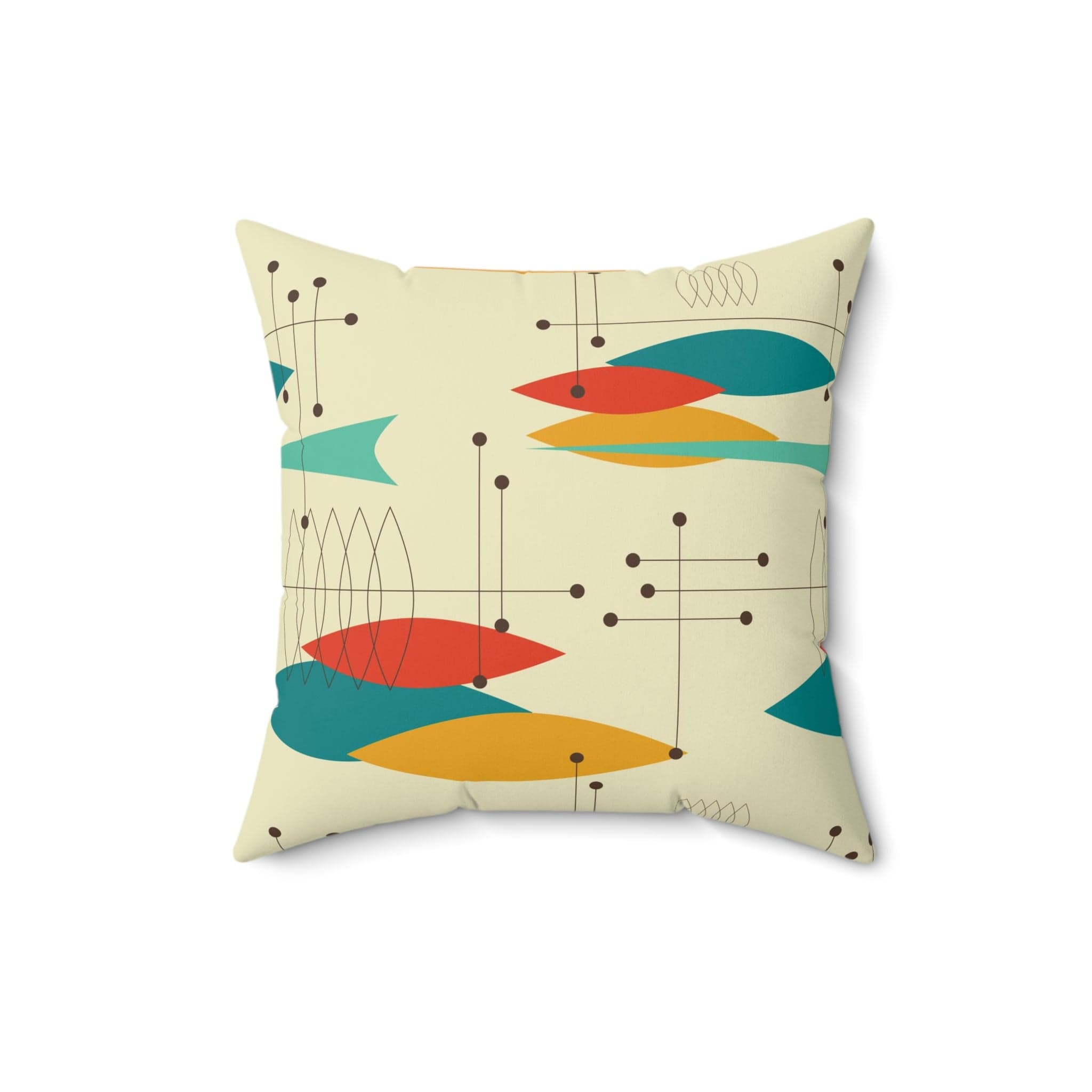 Mid Century Modern Oval Abstract, Mid Mod Palm Spring Cali Style, Pillow And Insert Home Decor 16" × 16"