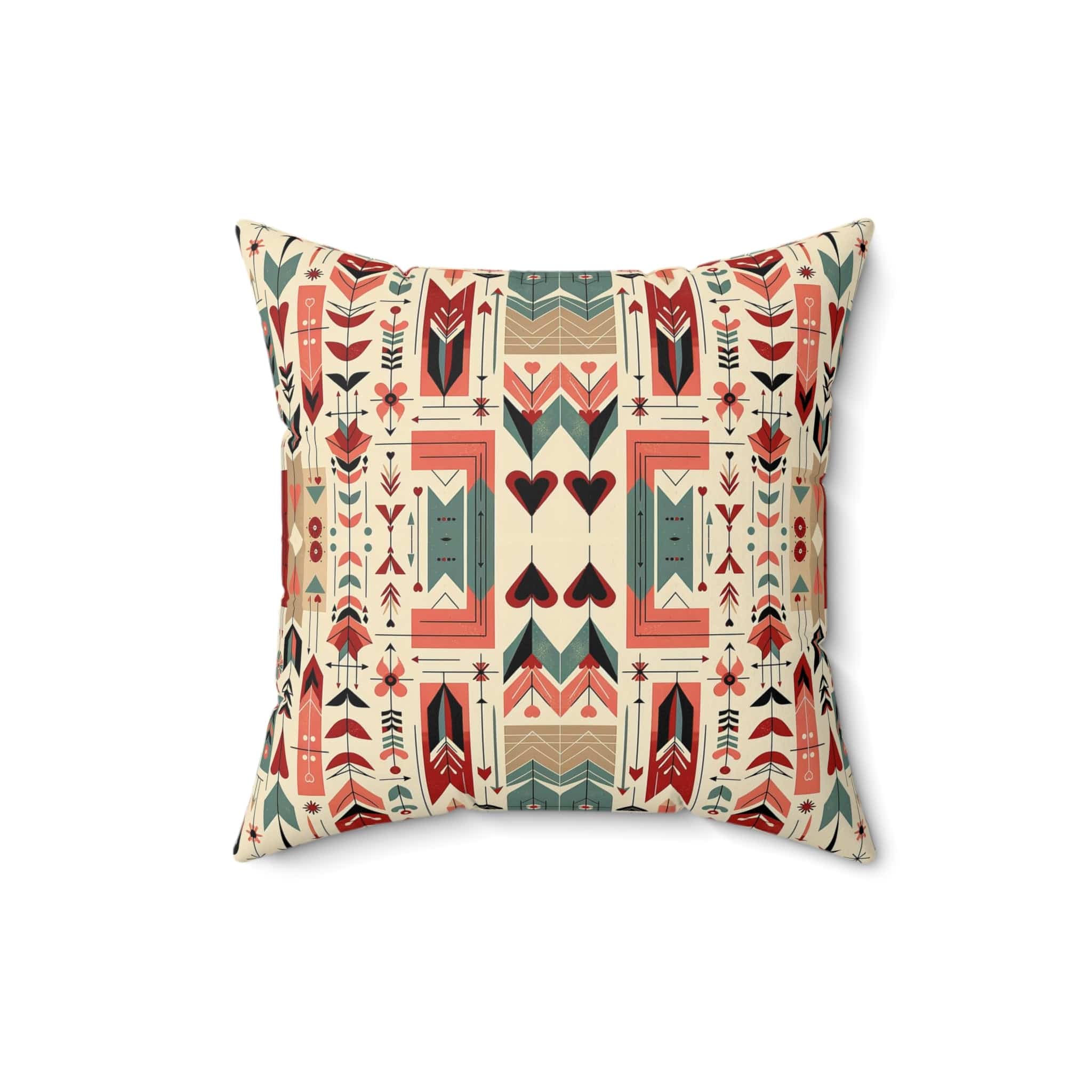 Scandinavian Folk Art Modern Danish Design, Mid Century Modern Pillow And Insert Home Decor 16" × 16"