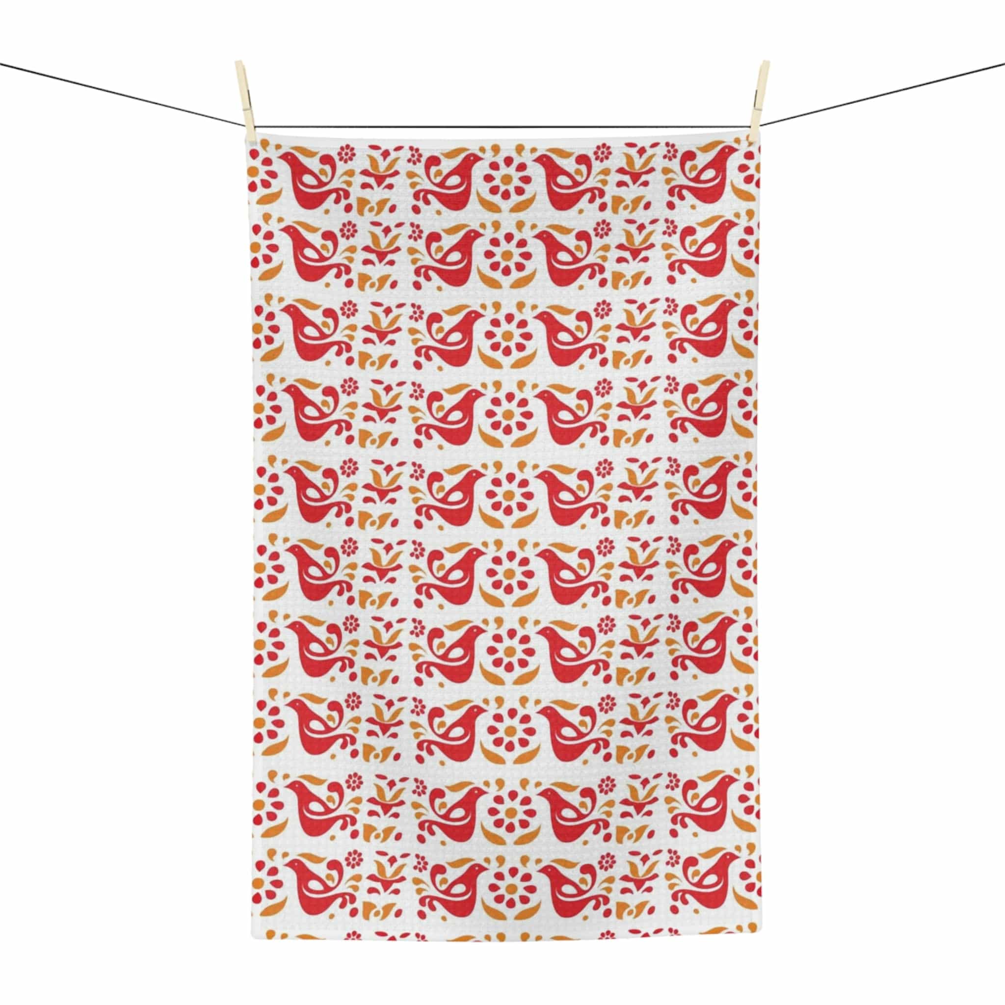 Friendship Red, Golden Yellow, Scandi Modern Danish Soft Tea Towel Home Decor 16&