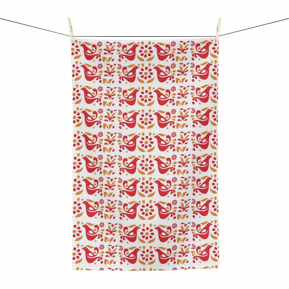Friendship Red, Golden Yellow, Scandi Modern Danish Soft Tea Towel Home Decor 16'' × 25''