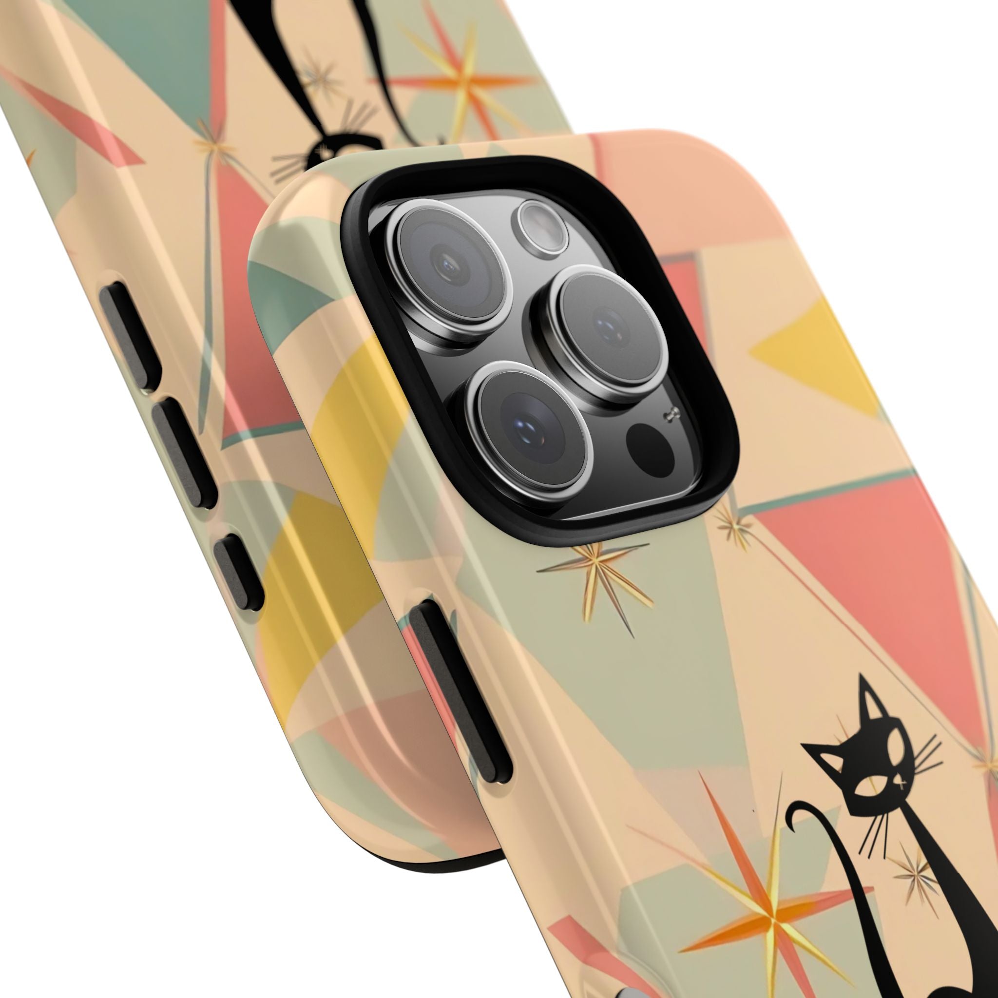 Atomic Cat Mid Mod Retro Cat Phone Case | Tough Cases with Vintage Vibe | Ideal for Cat Lovers