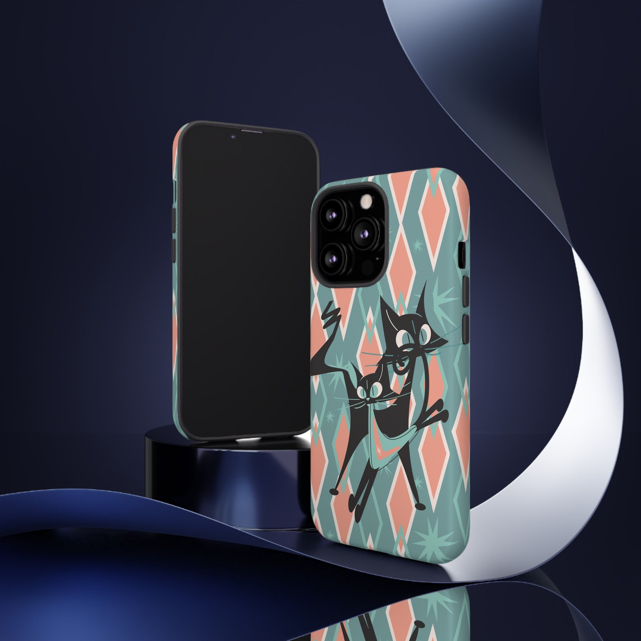 Mid Mod Atomic Cat Kitschy Retro Chic Samsung, Smart Phone Tough Cases - Mid Century Modern Gal