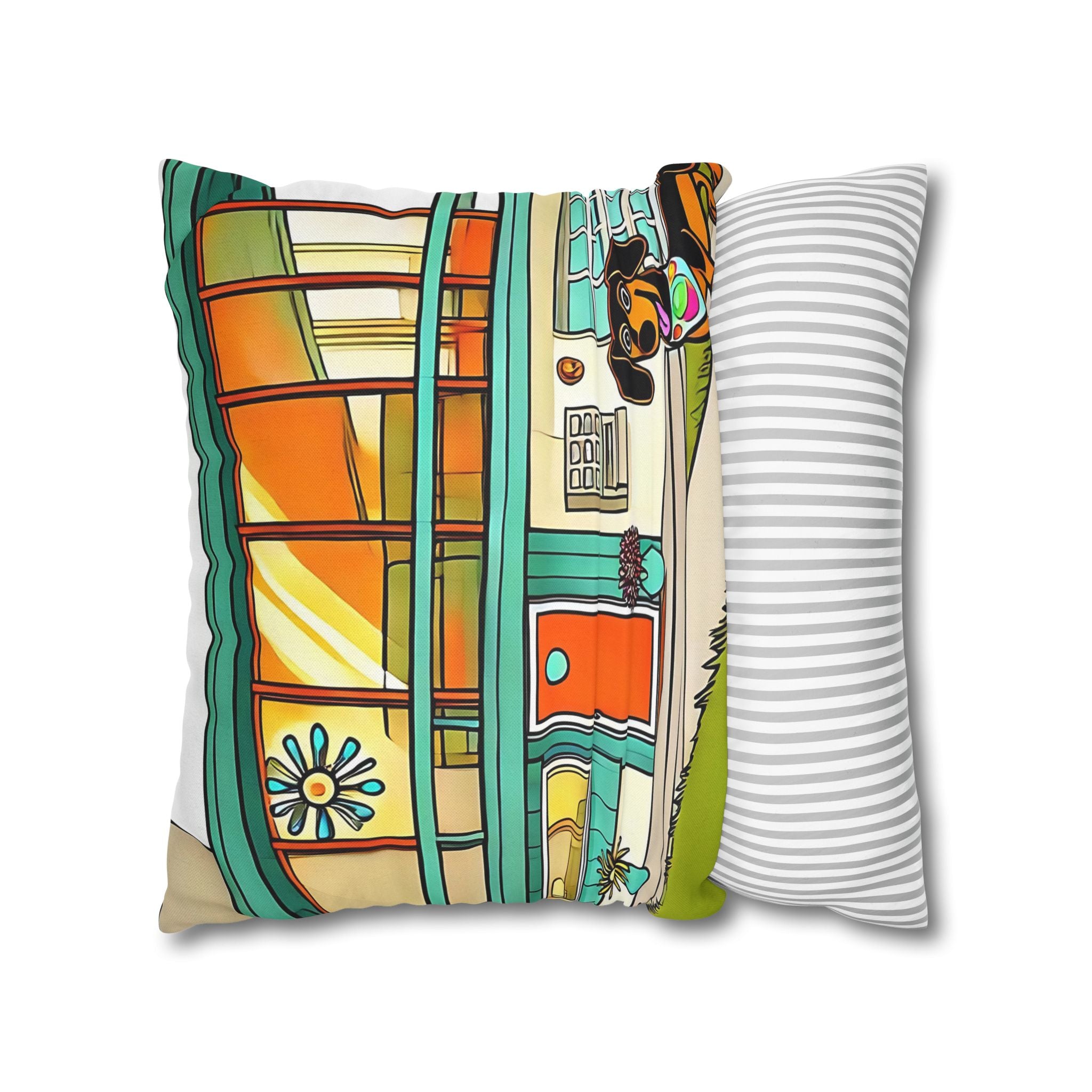 Doxie Dog Dwelling, Kitschy Mid Century Modern Pillow COVER Only - Mid Century Modern Gal