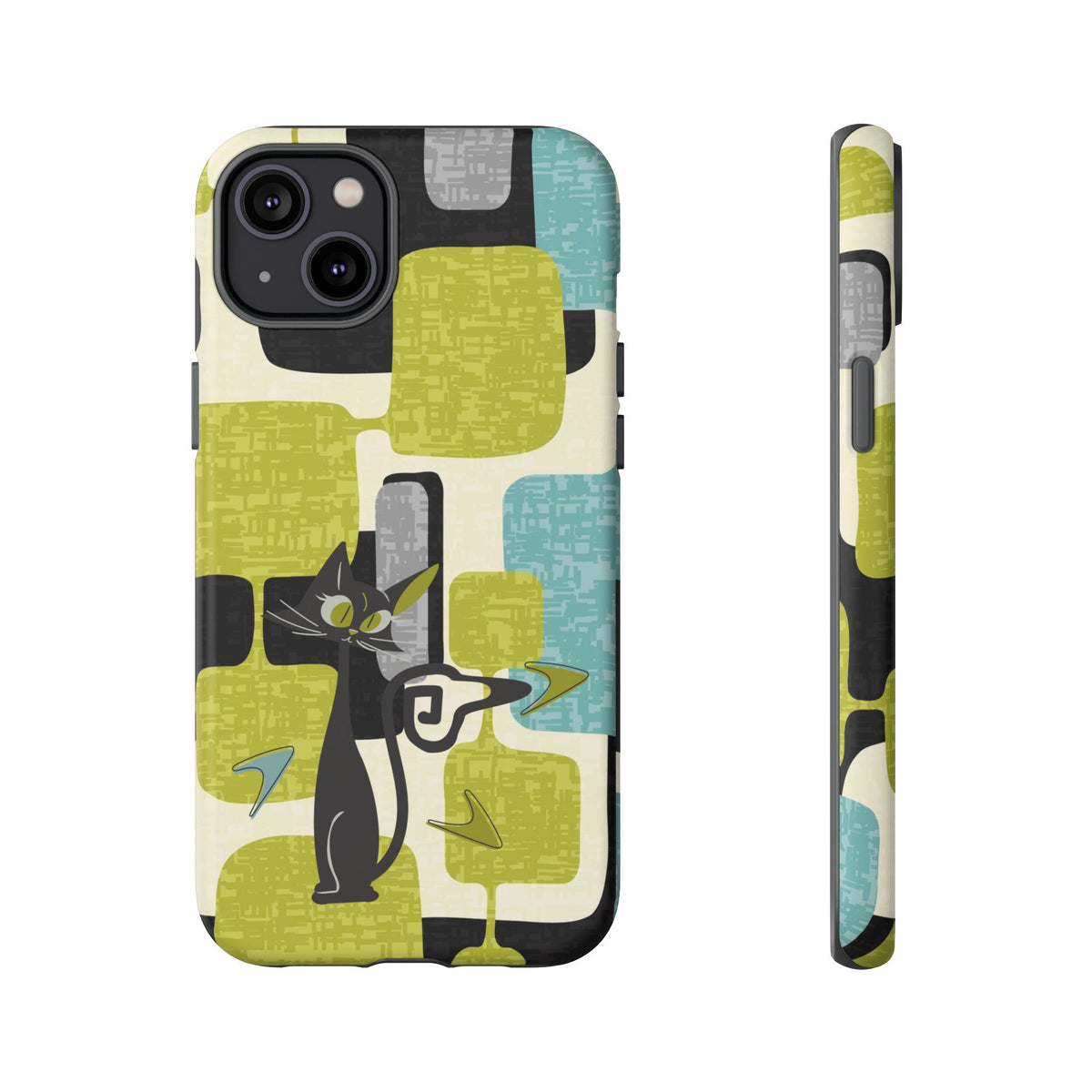 Mid Century Modern Geometric Kitschy Cat, Boomerang Retro Smart Phone Tough Cases - Mid Century Modern Gal