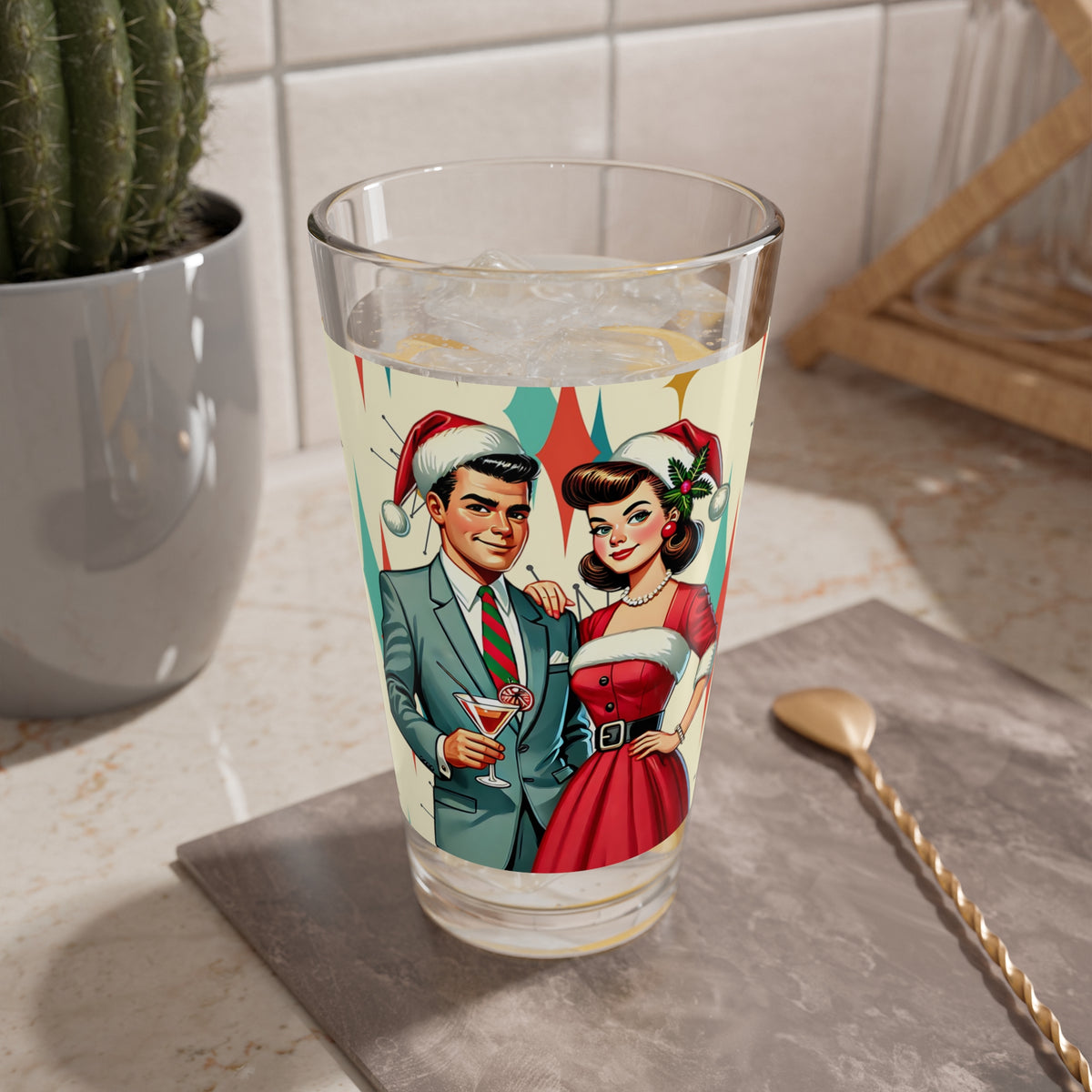 Retro Vintage Franciscan Diamond 50s Kitschy Christmas Spirits Glassware - Mid Century Modern Gal