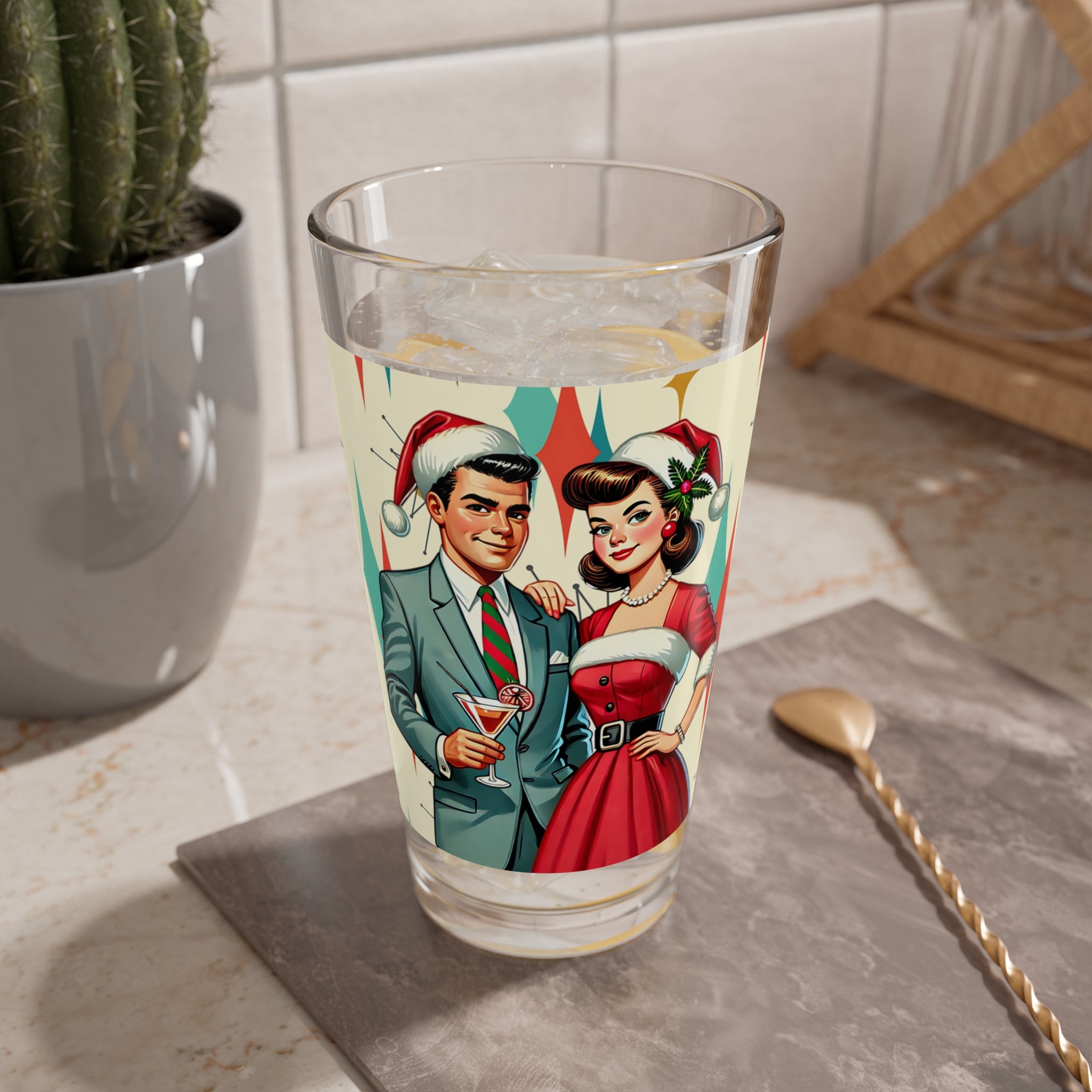 Retro Vintage Franciscan Diamond 50s Kitschy Christmas Spirits Glassware - Mid Century Modern Gal