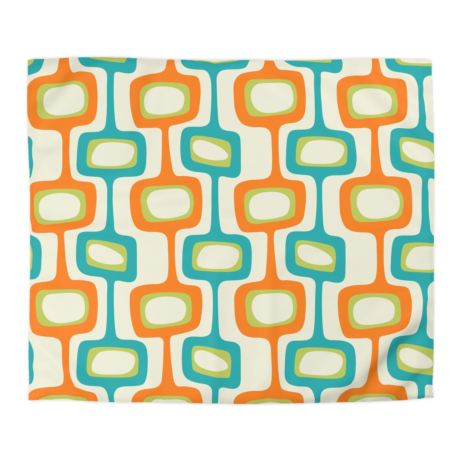 Mid Mod, MCM Teal, Orange, Cream Retro Groovy, Funky Fun Mid Century Modern Duvet Cover - Mid Century Modern Gal