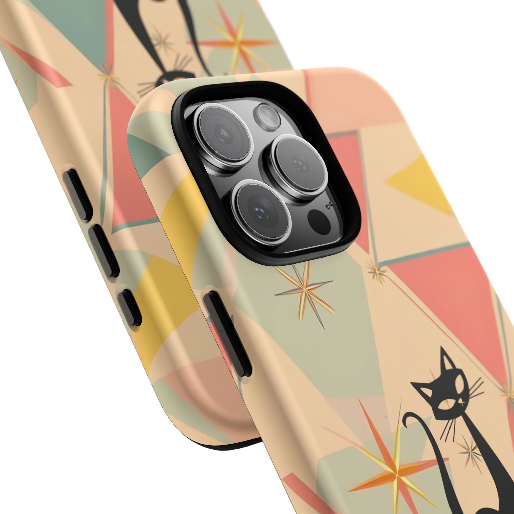 Atomic Cat Mid Mod Retro Cat Phone Case | Tough Cases with Vintage Vibe | Ideal for Cat Lovers