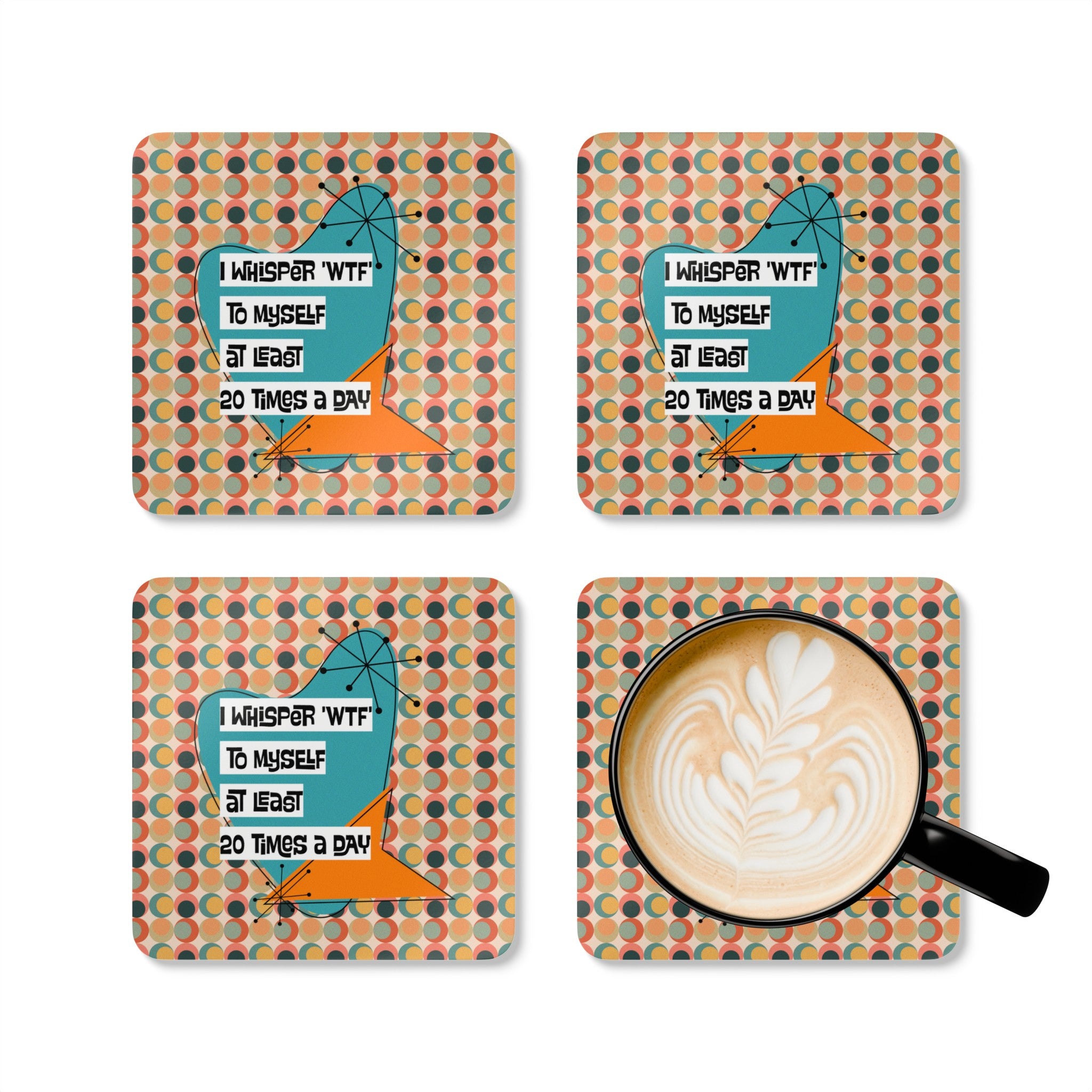 Mid Century Modern Funny Kitchen Tabletop Bar Corkwood Coaster Set - Mid Century Modern Gal