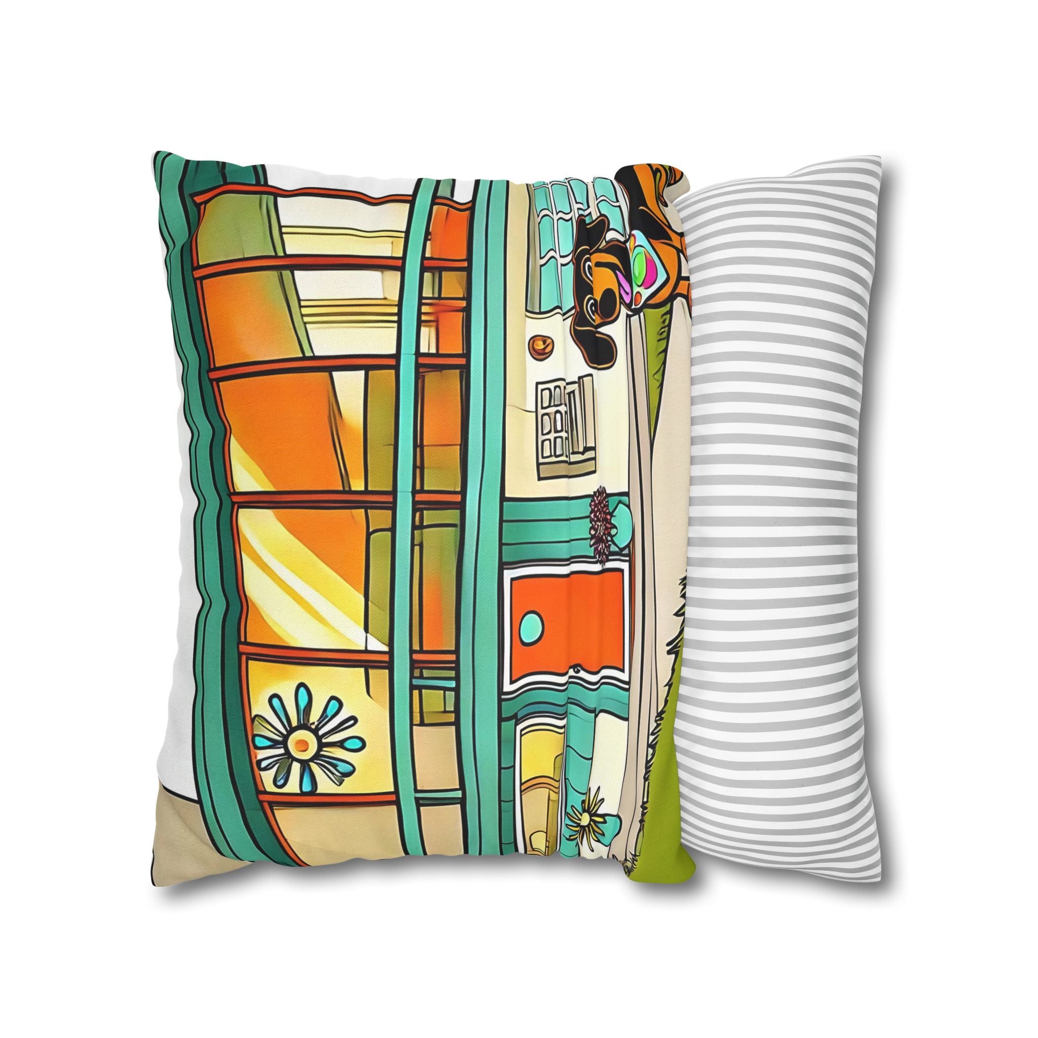 Doxie Dog Dwelling, Kitschy Mid Century Modern Pillow COVER Only - Mid Century Modern Gal