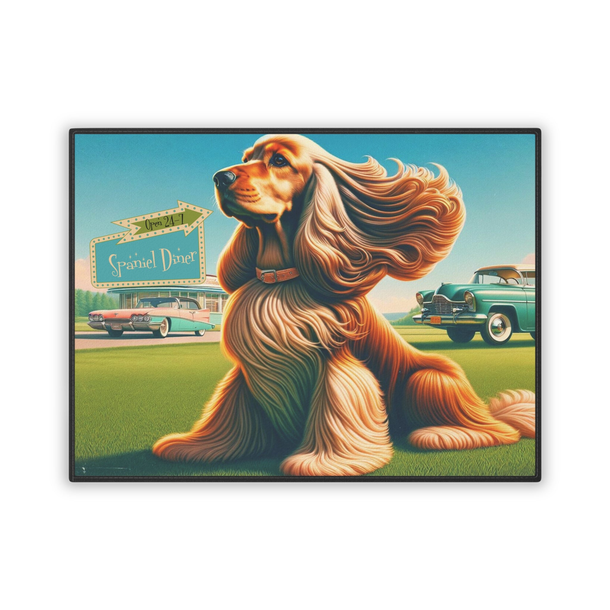 King Cavalier Spaniel Mid Mod Retro Dog Pet Mat - Mid Century Modern Gal