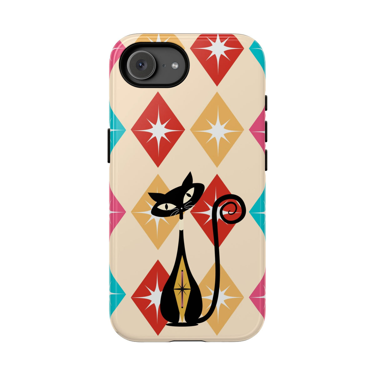 Mid Century Modern Atomic Cat, Atomic 50s Diamonds Retro Phone Tough Cases