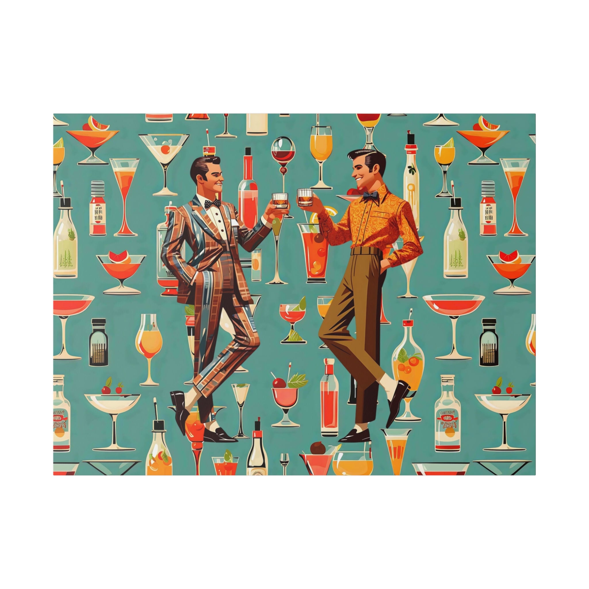Atomic 50s Cocktail Art, Mid Century Modern Dapper Dudes, LGBTQ Unique Gifts, MCM Bar Art - Mid Century Modern Gal