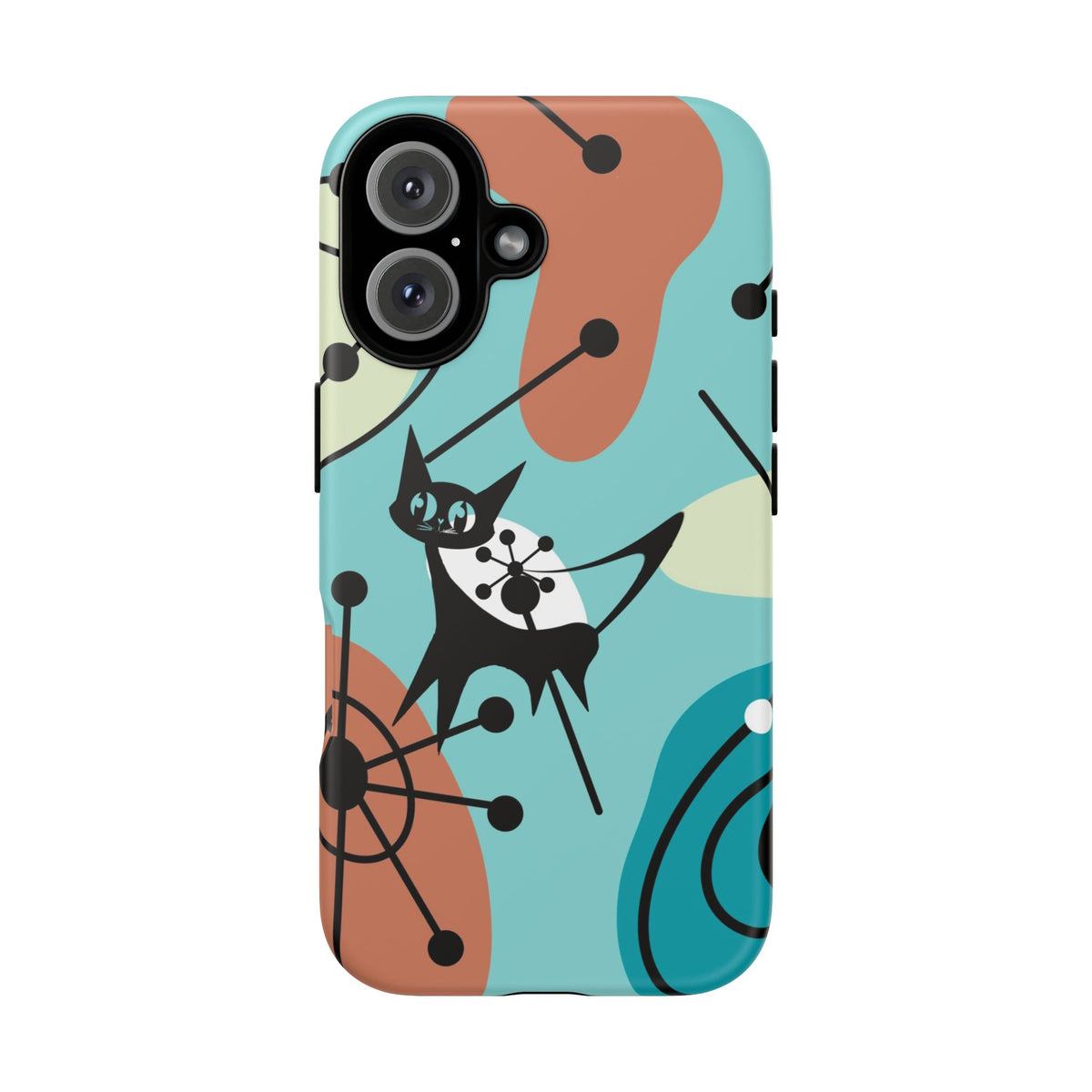 Atomic Kittie, Mid Century Modern Geometric Amoeba Retro Smart PhoneTough Phone