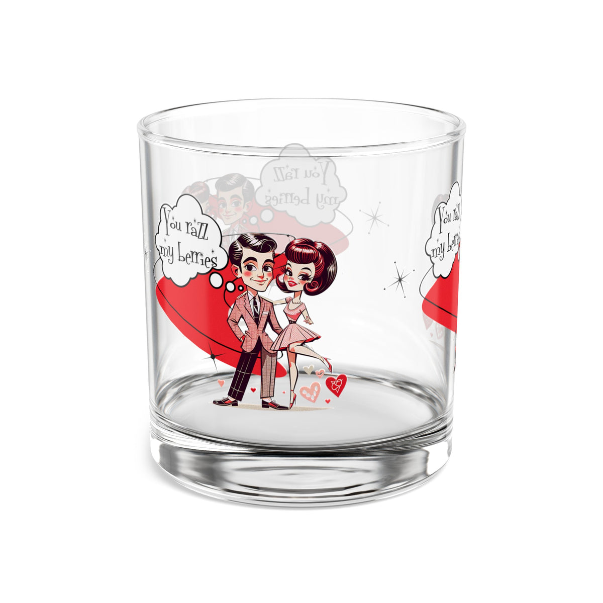 Mid Century Modern Kitschy Retro Couple Cute, Funny Bourbon Cocktail Rocks Glass, 10oz - Mid Century Modern Gal