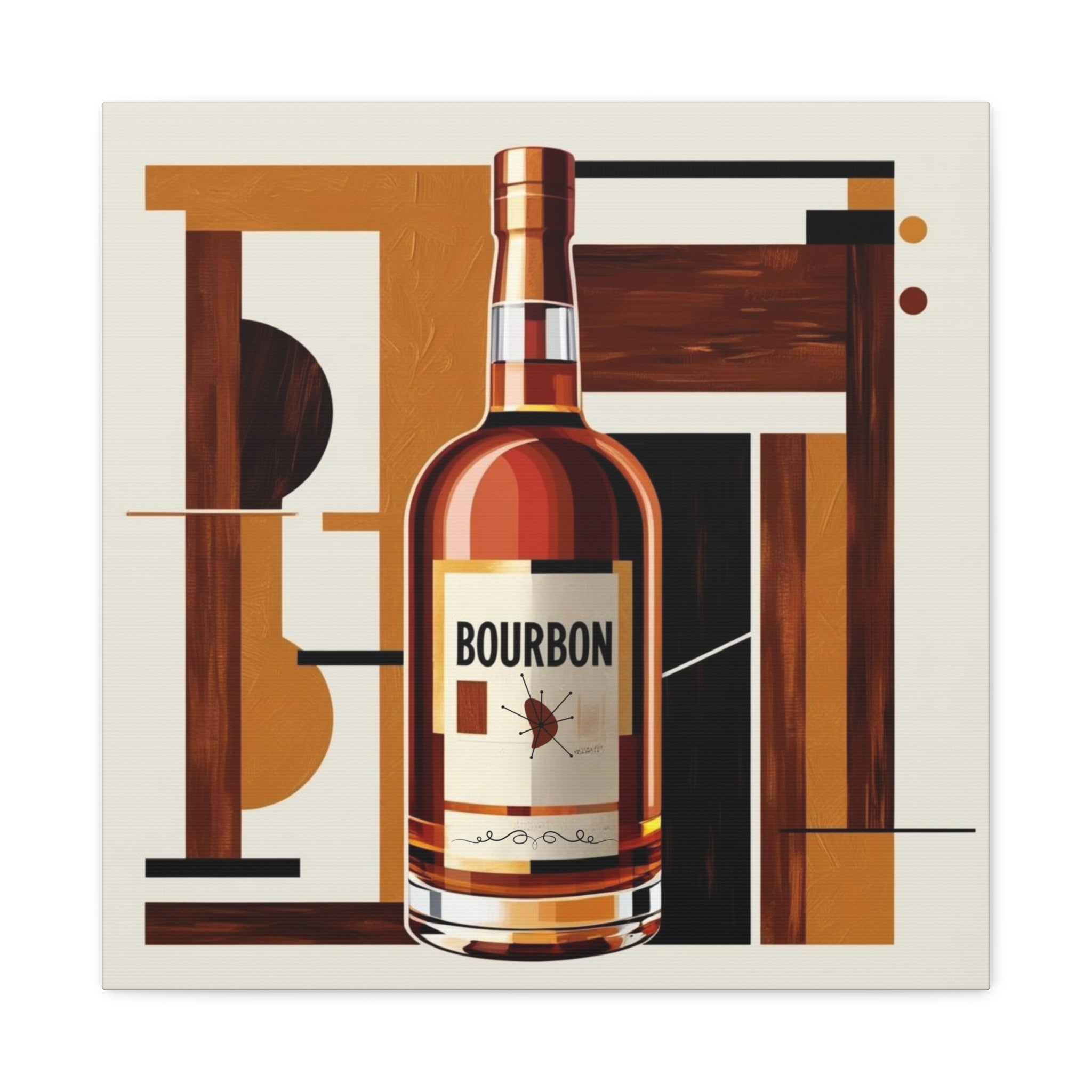 Abstract Bourbon Mid Mod Bauhaus Bourbon Lover Wall Art Canvas - Mid Century Modern Gal