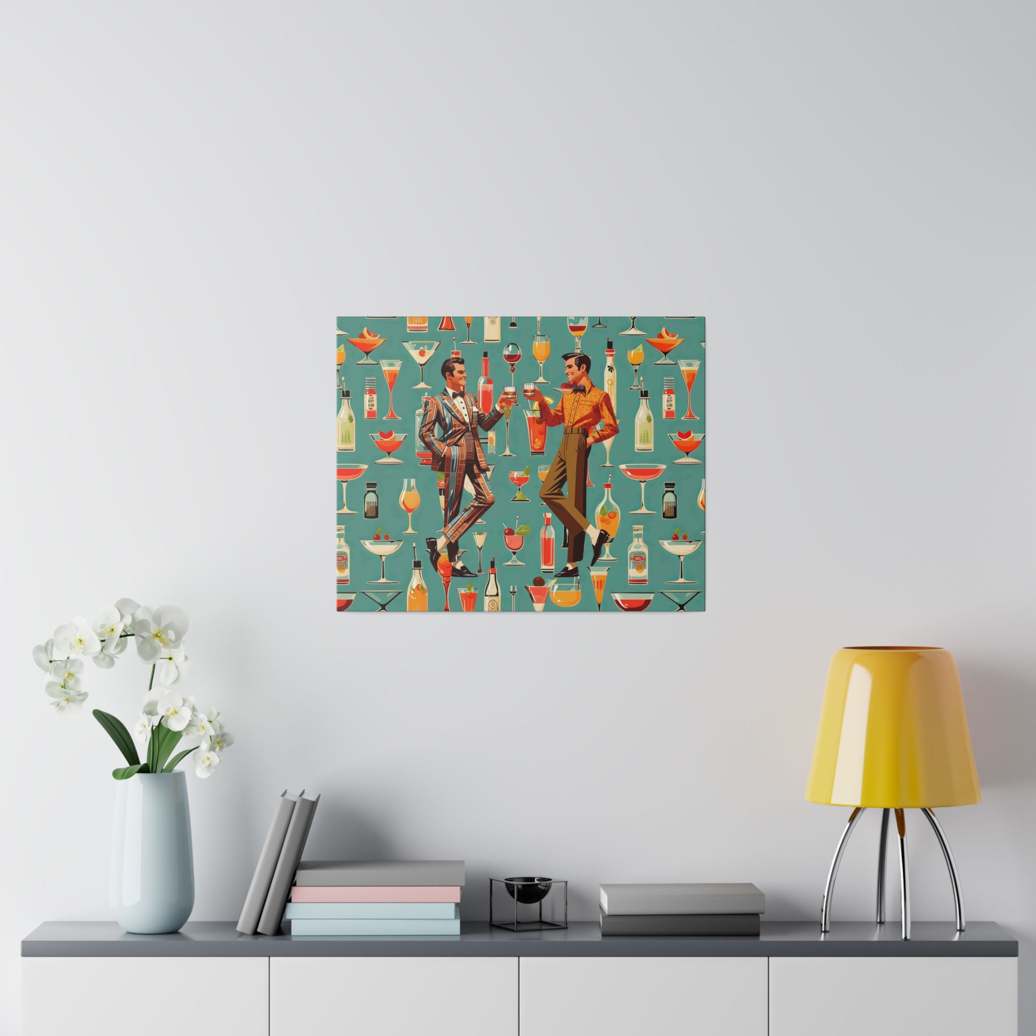 Atomic 50s Cocktail Art, Mid Century Modern Dapper Dudes, LGBTQ Unique Gifts, MCM Bar Art - Mid Century Modern Gal