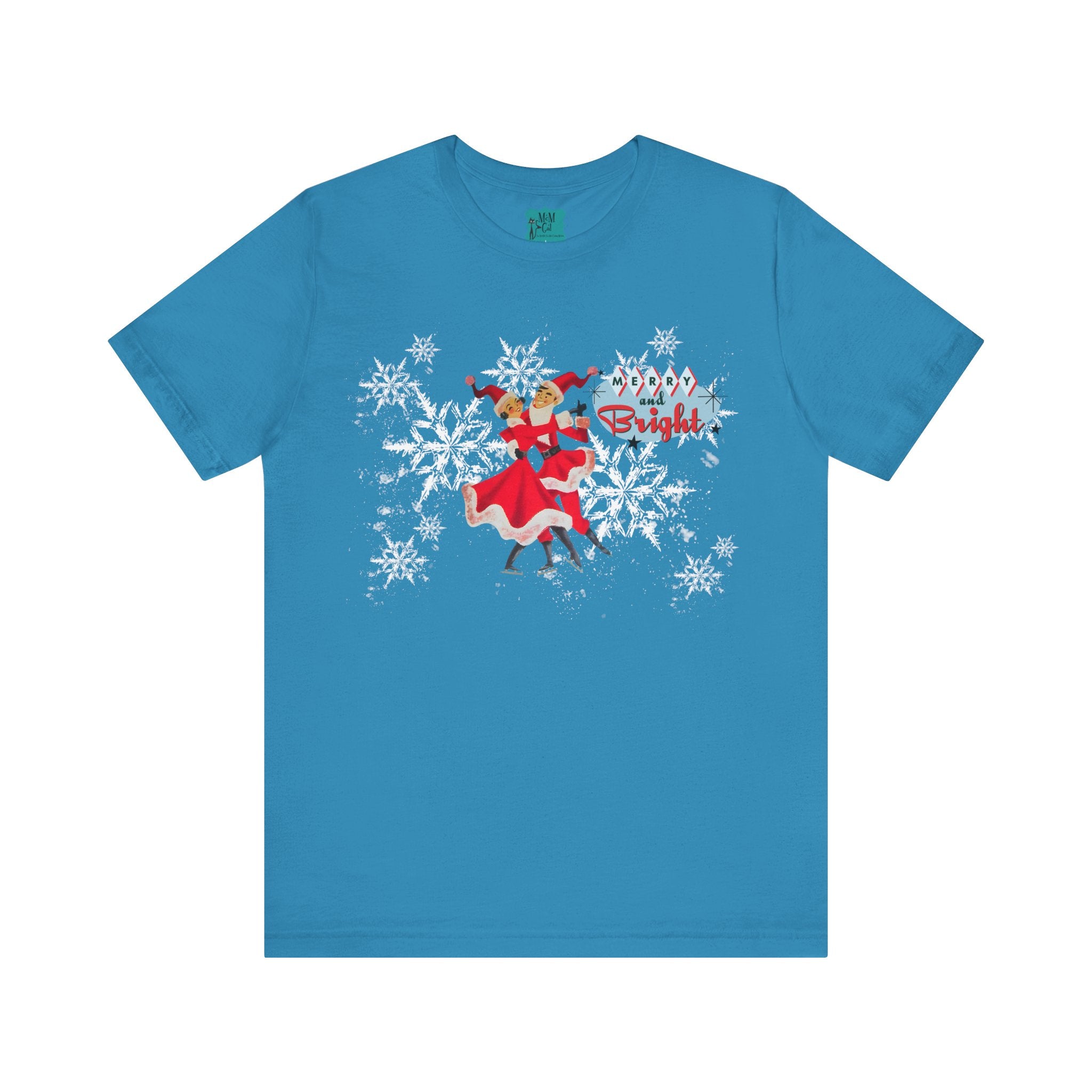 50s Kitsch Vintage Christmas, Retro Mod Holiday, Mr. And Mrs. Claus Ice Skating Christmas Shirt - Mid Century Modern Gal