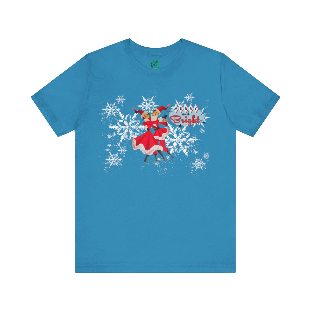 50s Kitsch Vintage Christmas, Retro Mod Holiday, Mr. And Mrs. Claus Ice Skating Christmas Shirt - Mid Century Modern Gal