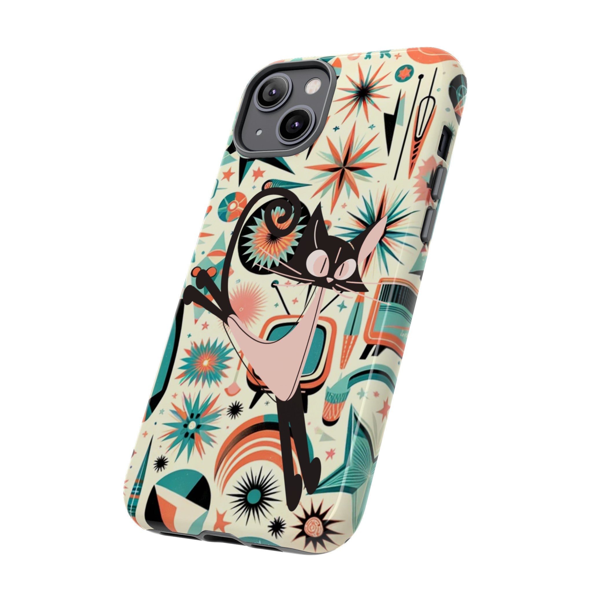 Atomic Kitty Boomerang Space Kitty Mid Century Modern Samsung, Smart Phone, Tough Cases - Mid Century Modern Gal