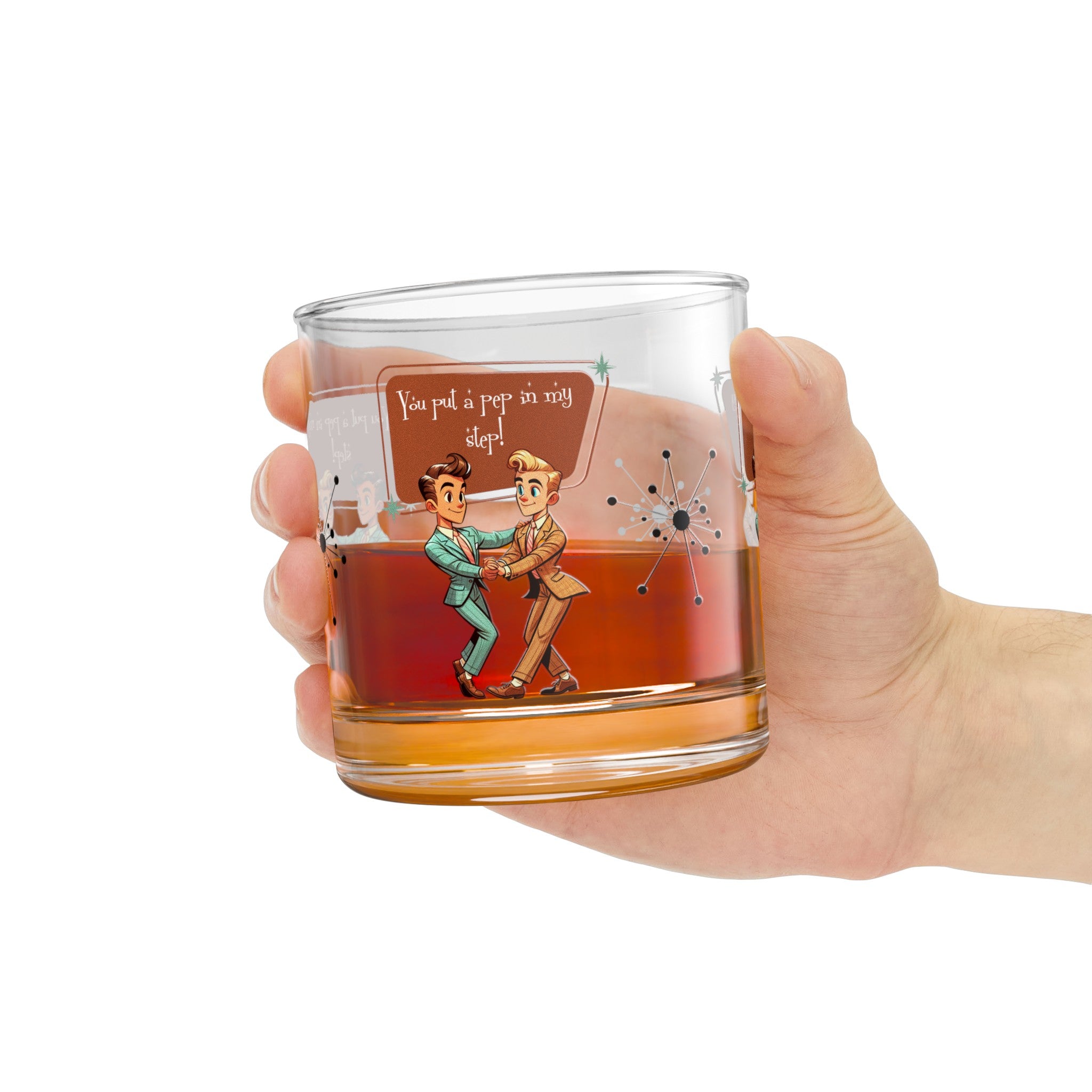Mid Century Modern Dapper Gentleman Male Gay Couple, You Put A Pep In My Step Cocktail Rock Glass, 10oz - Mid Century Modern Gal