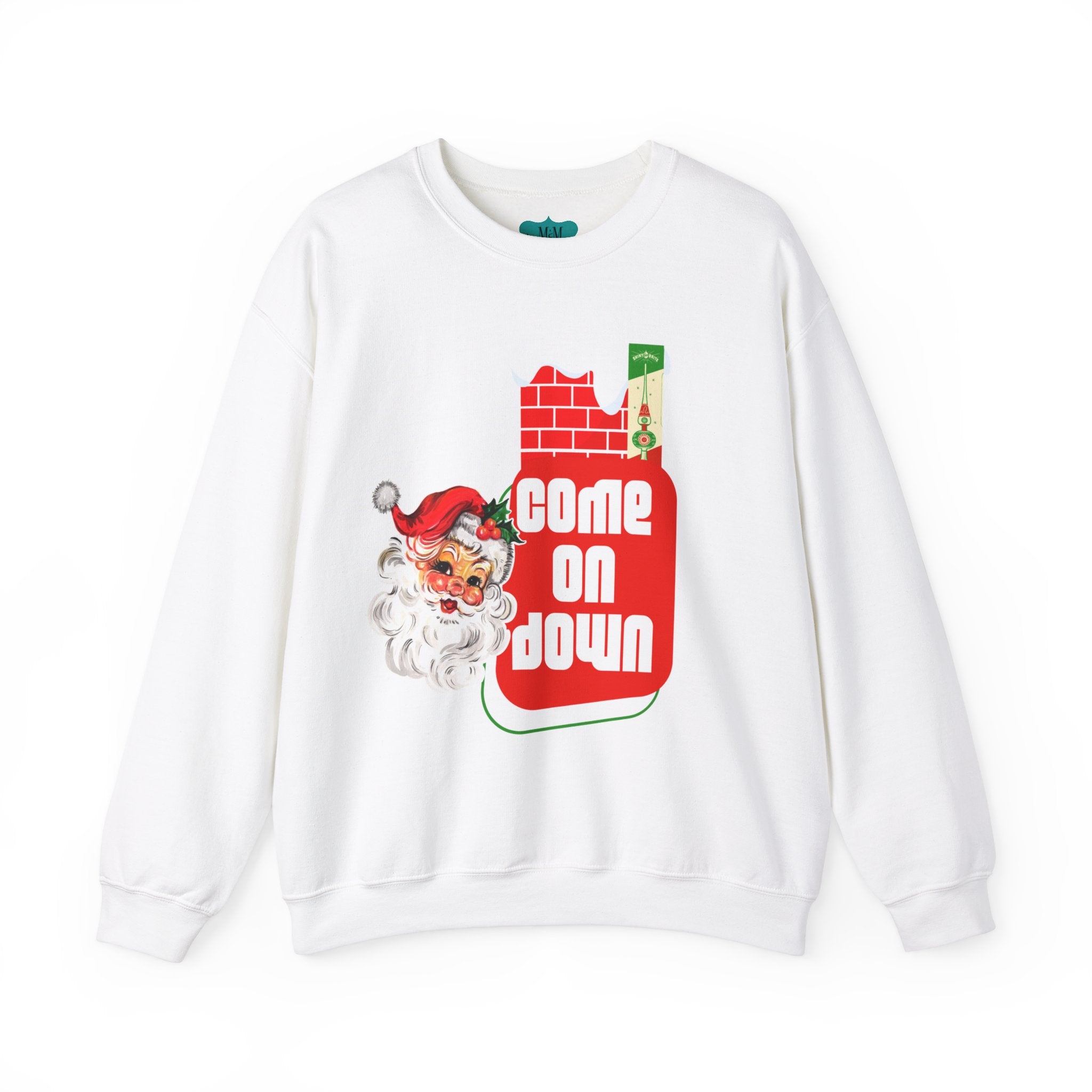 Vintage Santa, Kitschy Mid Century Modern Quirky Christmas Unisex Crewneck Holiday Sweatshirt - Mid Century Modern Gal