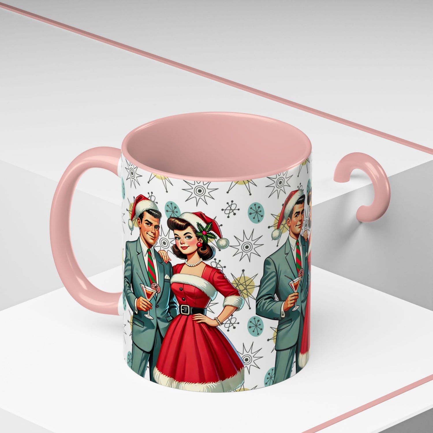 Mid Century Modern Atomic 50s Christmas Franciscan Starburst Pattern Mug - Mid Century Modern Gal