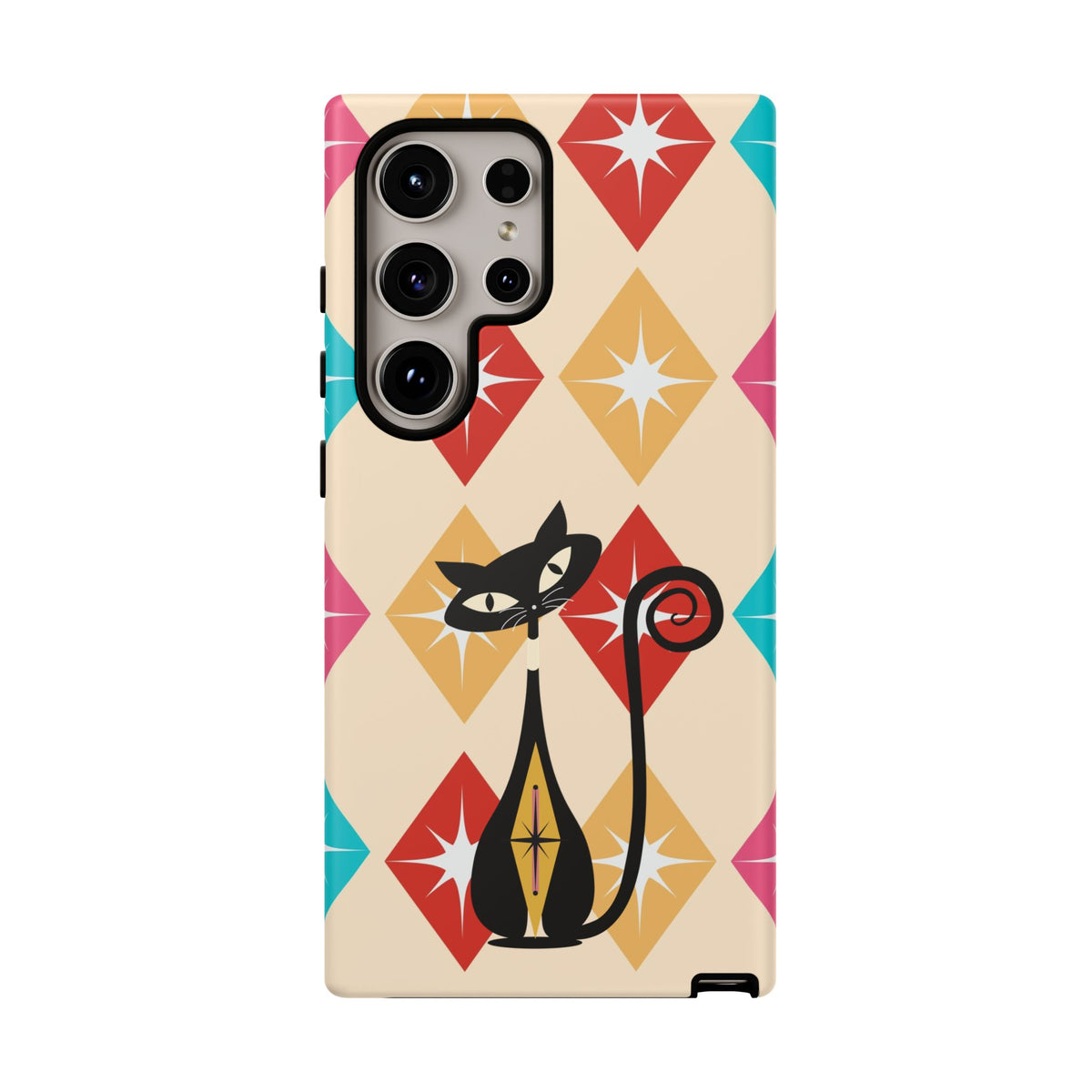 Mid Century Modern Atomic Cat, Atomic 50s Diamonds Retro Phone Tough Cases