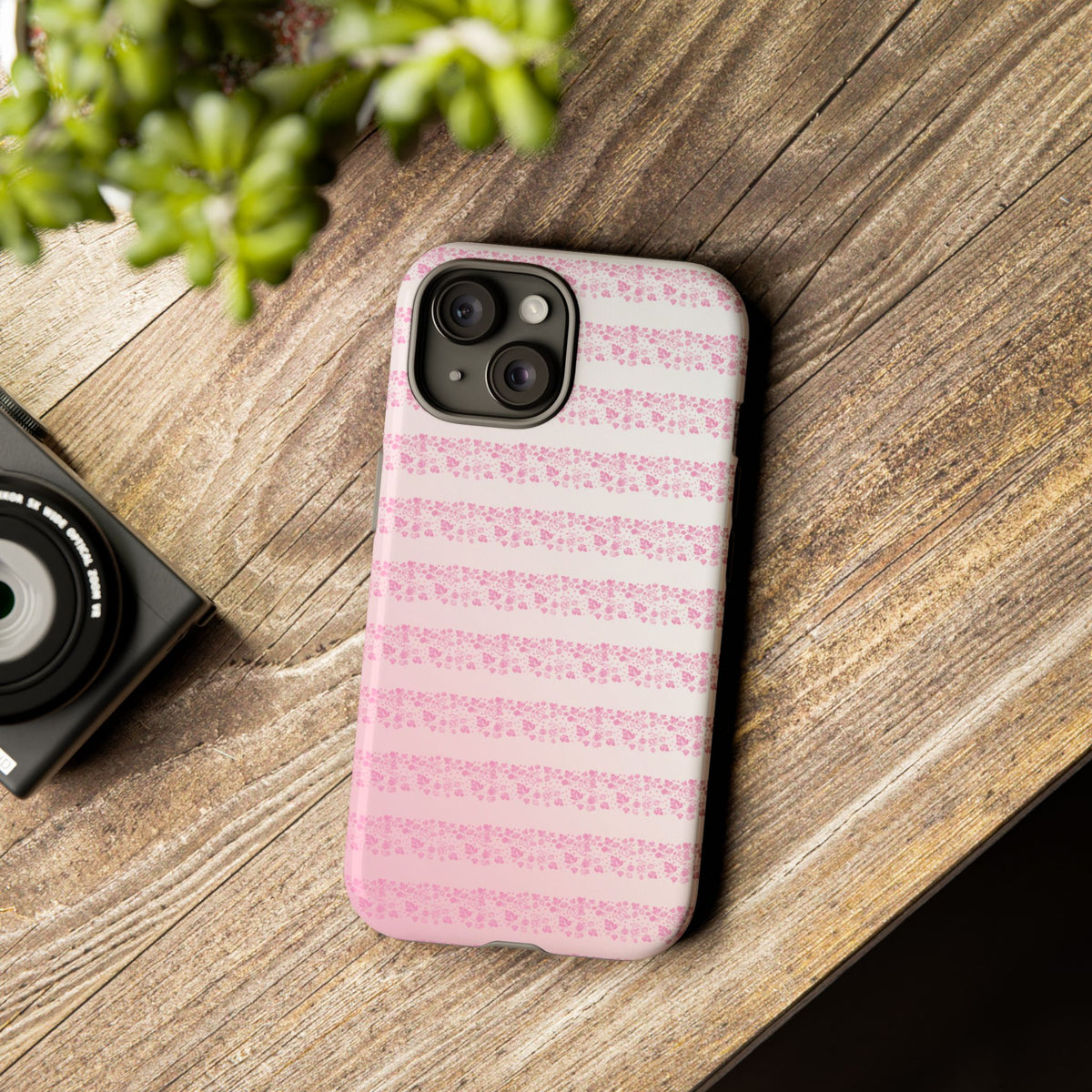Pink Pyrex Gooseberry Striped Phone Case, Stylish Phone Cover, Tough Protective Case, Cute Cell Phone Case, Trending Gift for Her