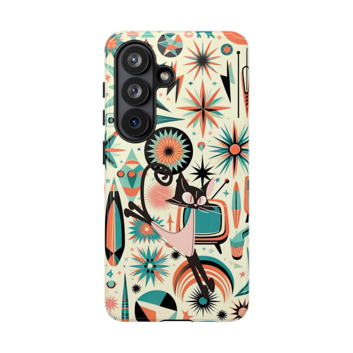 Atomic Kitty Boomerang Space Kitty Mid Century Modern Samsung, Smart Phone, Tough Cases