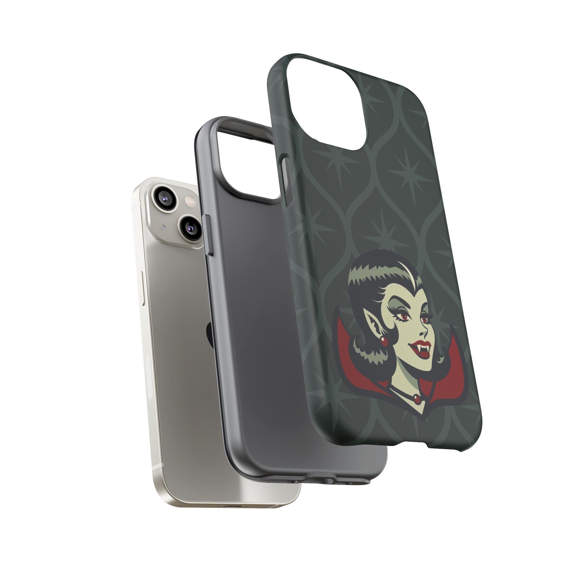 Vampire Dracula Girl Halloween Goth Horror Buff MCM Green Tough Phone Case