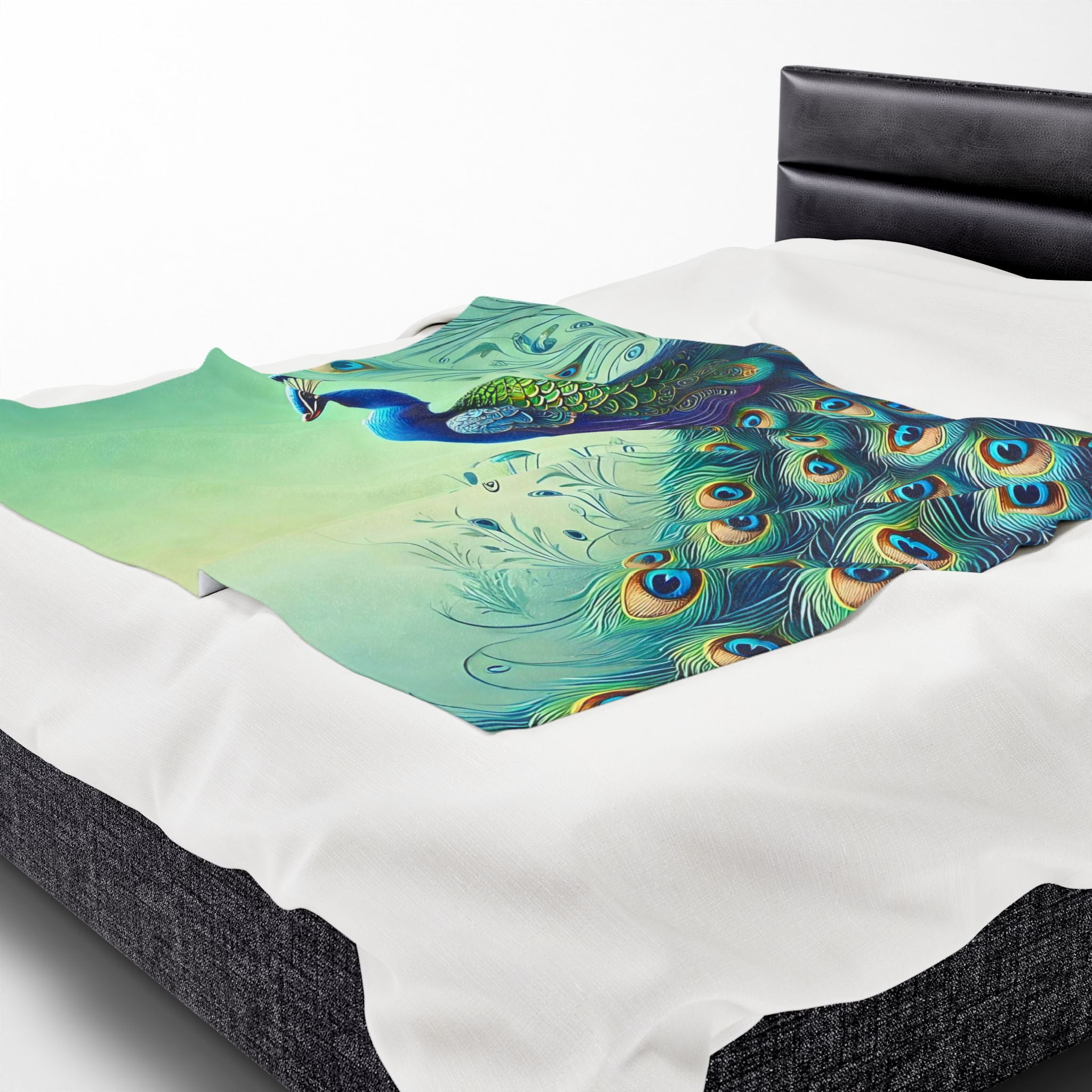 Chinoiserie Throw Blanket, Vibrant Peacock Velveteen Plush Blanket - Cozy Décor for Home and Gifts - Mid Century Modern Gal