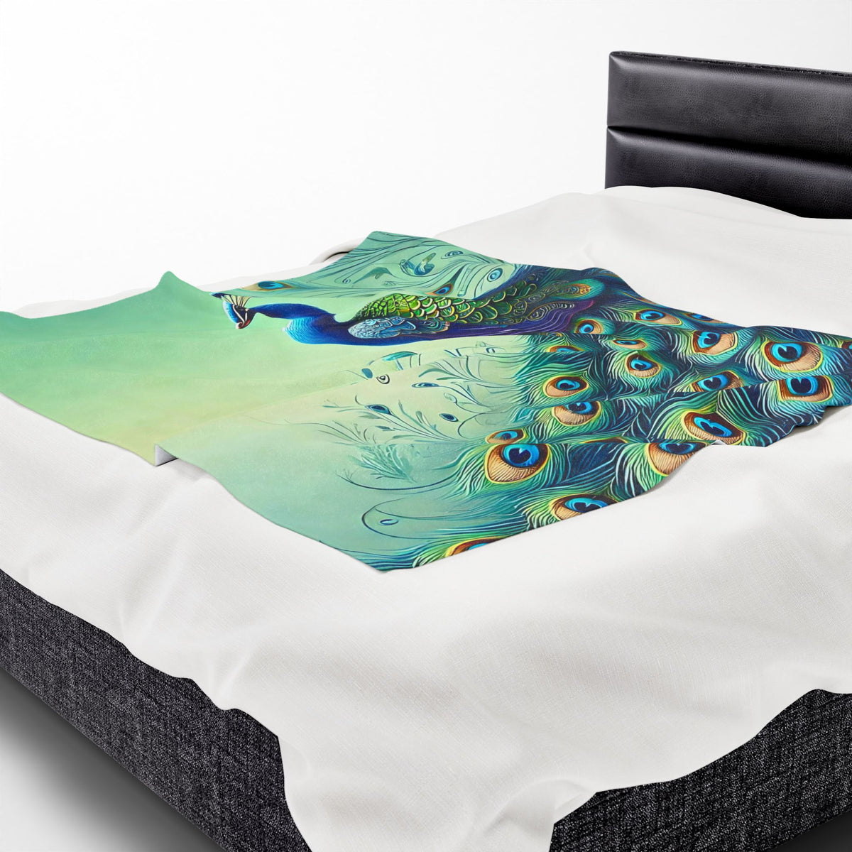 Chinoiserie Throw Blanket, Vibrant Peacock Velveteen Plush Blanket - Cozy Décor for Home and Gifts - Mid Century Modern Gal