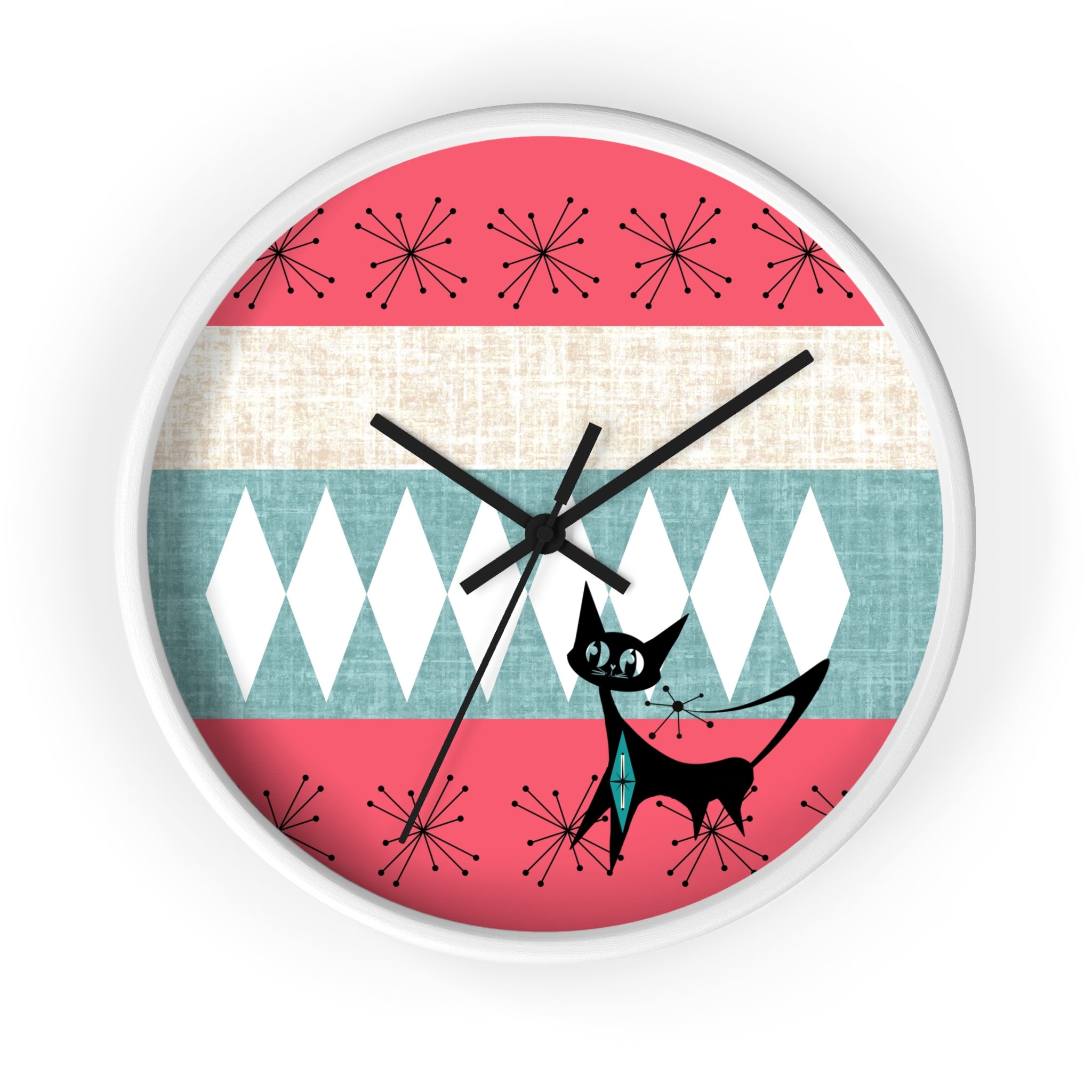 Atomic Cat, Mid Century Modern Retro Cat Wall Clock - Mid-Century Modern Timepiece - Mid Century Modern Gal