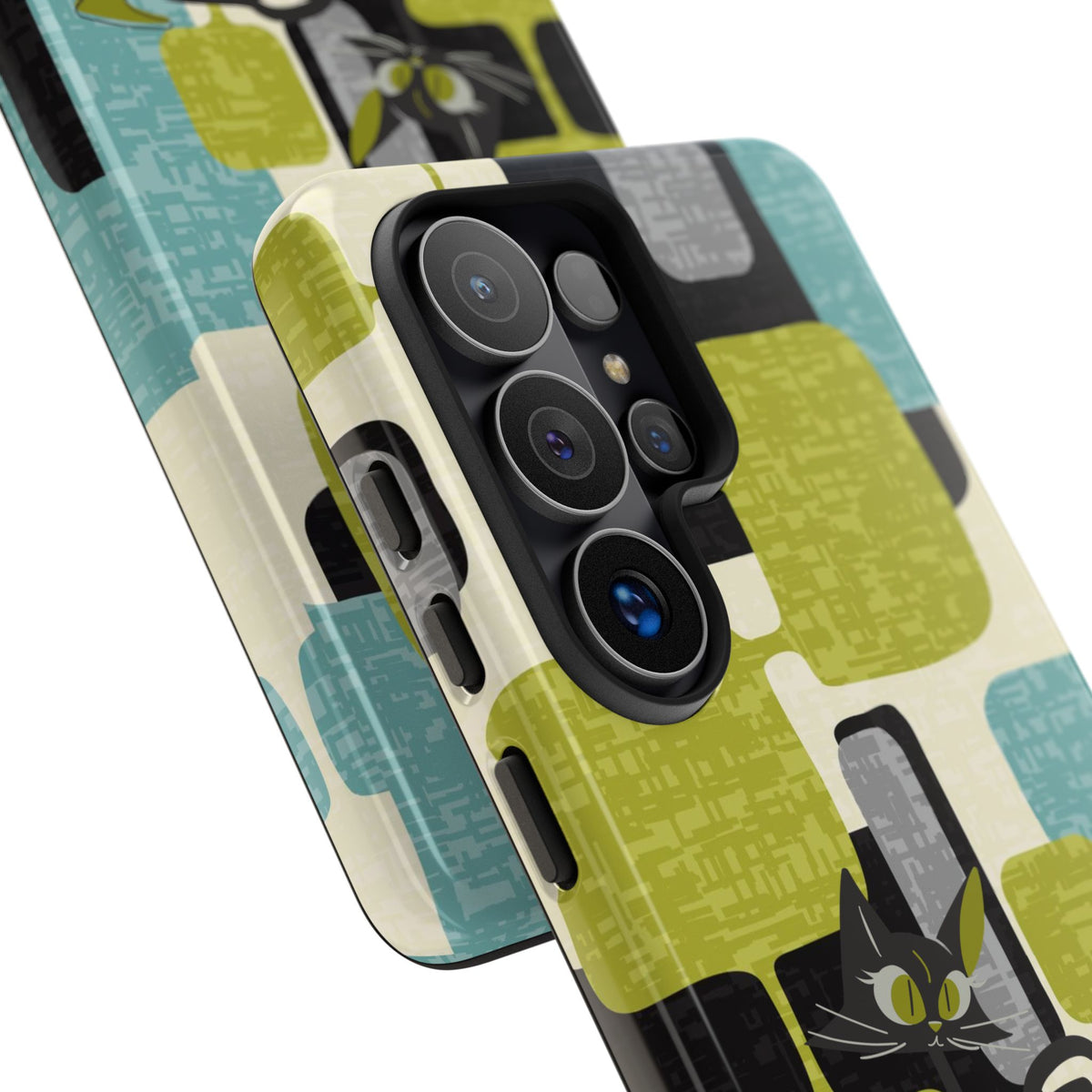 Mid Century Modern Geometric Kitschy Cat, Boomerang Retro Smart Phone Tough Cases - Mid Century Modern Gal