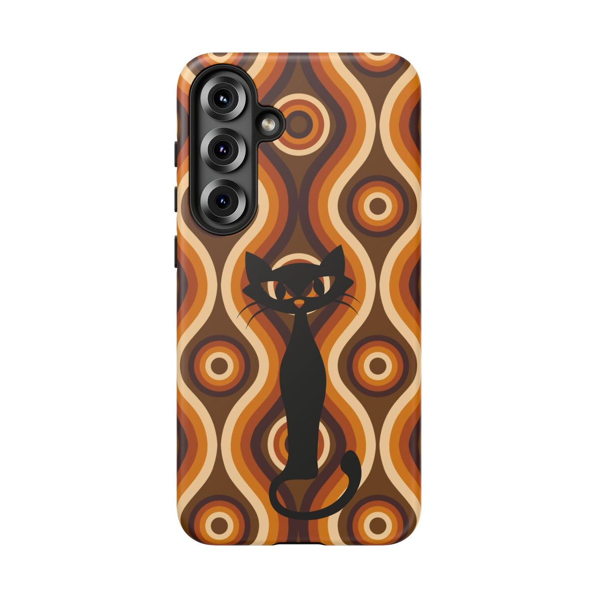 Retro Phone Case, Groovy Brown, Atomic Kitsch Cat Tough Smart Phone Cases