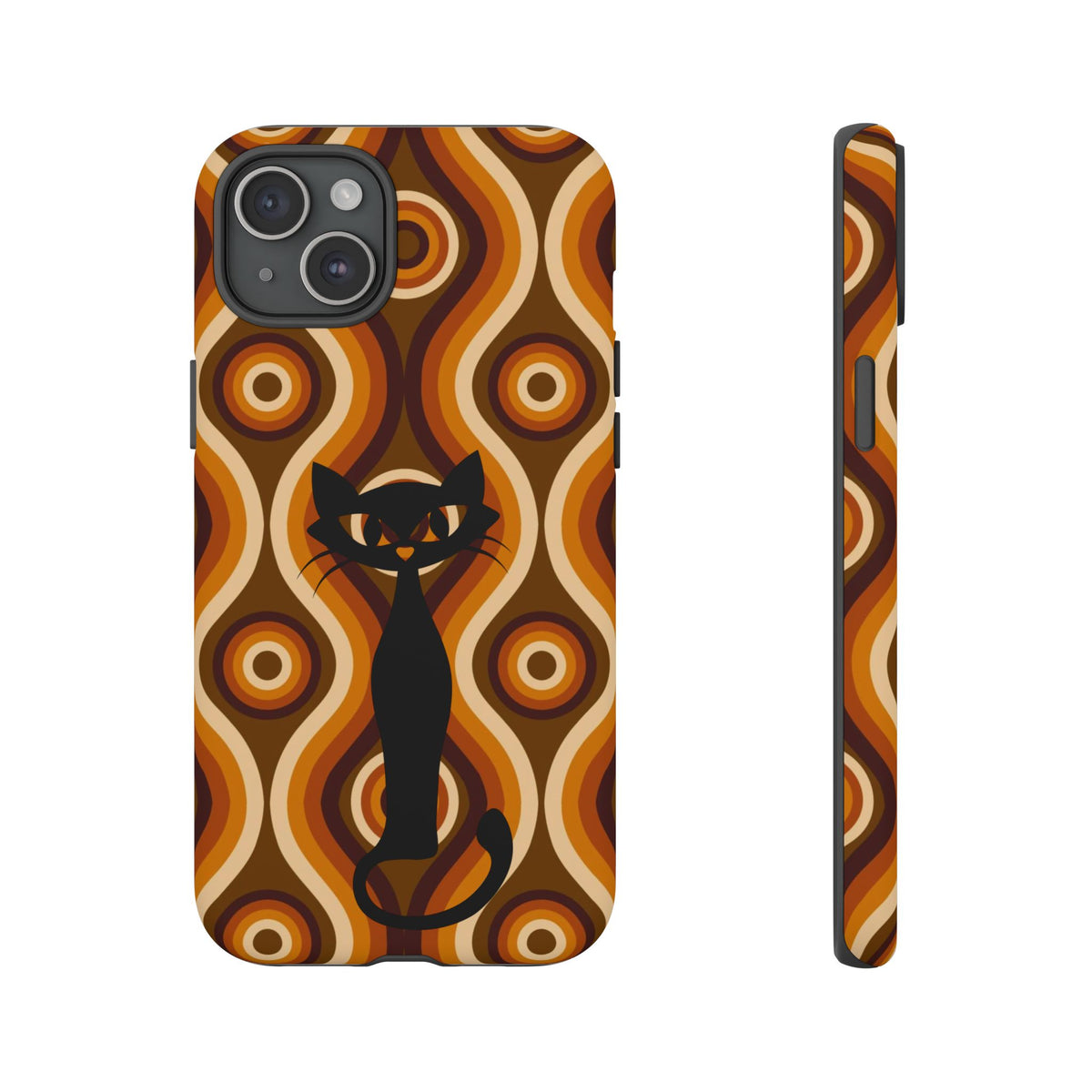 Retro Phone Case, Groovy Brown, Atomic Kitsch Cat Tough Smart Phone Cases
