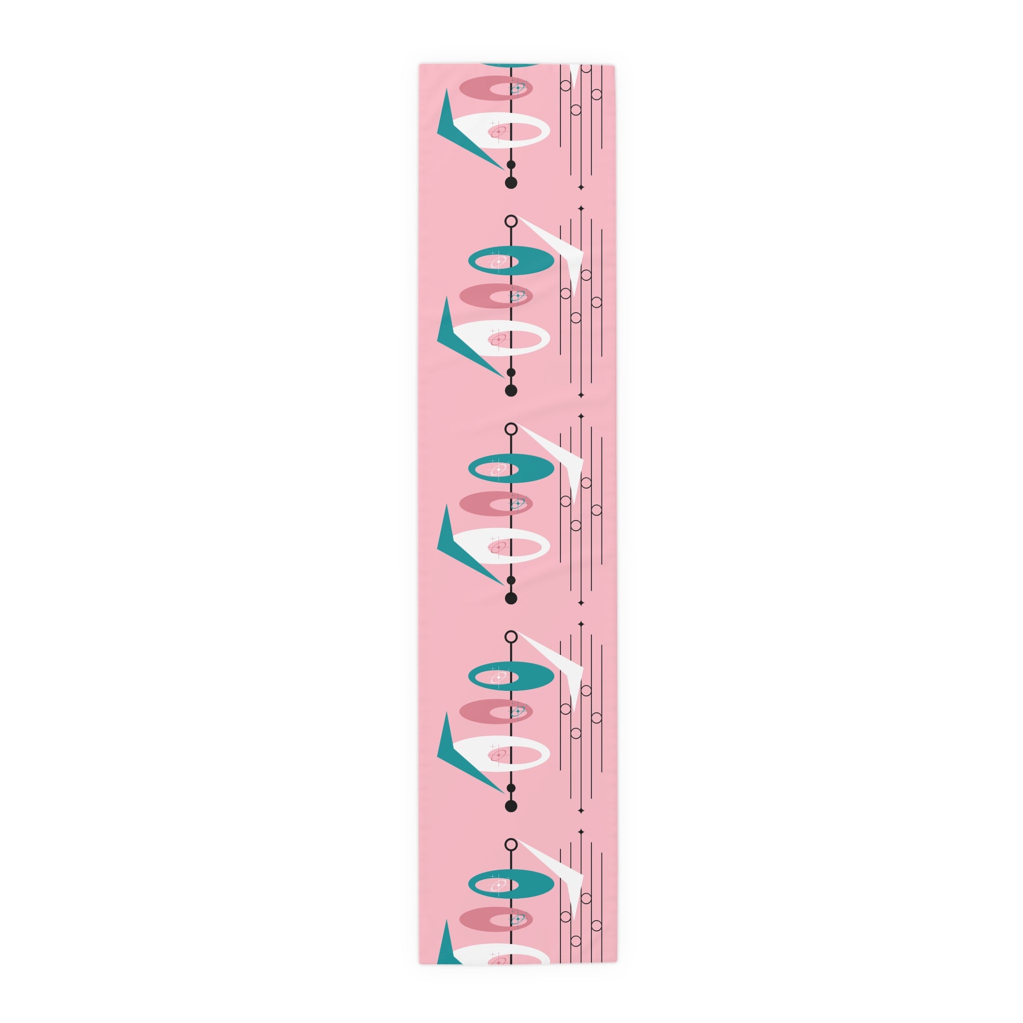 Atomic Pink, Teal Mid Century Modern Abstract Table Runner - Mid Century Modern Gal