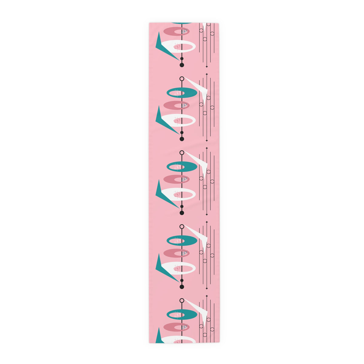 Atomic Pink, Teal Mid Century Modern Abstract Table Runner - Mid Century Modern Gal