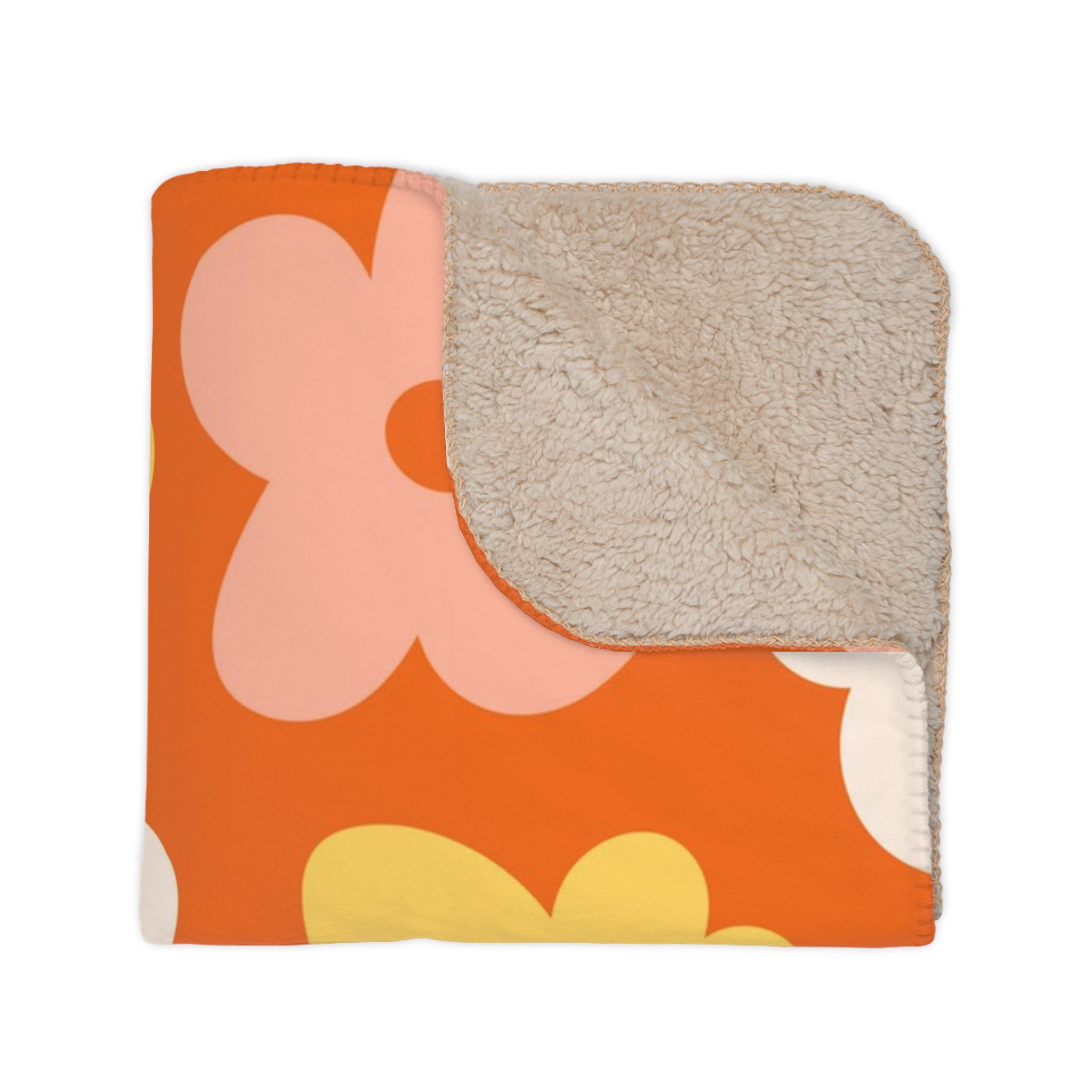 Atomic Cat Retro Orange Flower Power Mid Century Modern Kitschy Mod Cozy Blanket - Mid Century Modern Gal