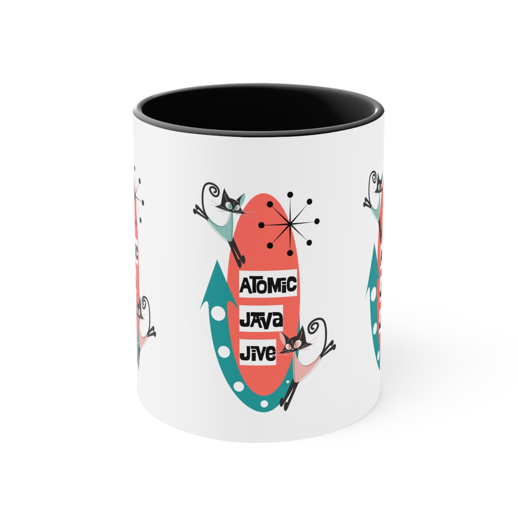 Atomic Cat, Mid Century Modern Coffee Mug For Coffee Lover, Atomic Java Jive, Kitschy Fun Gifts For Co-worker, Mom, Bestie - Mid Century Modern Gal