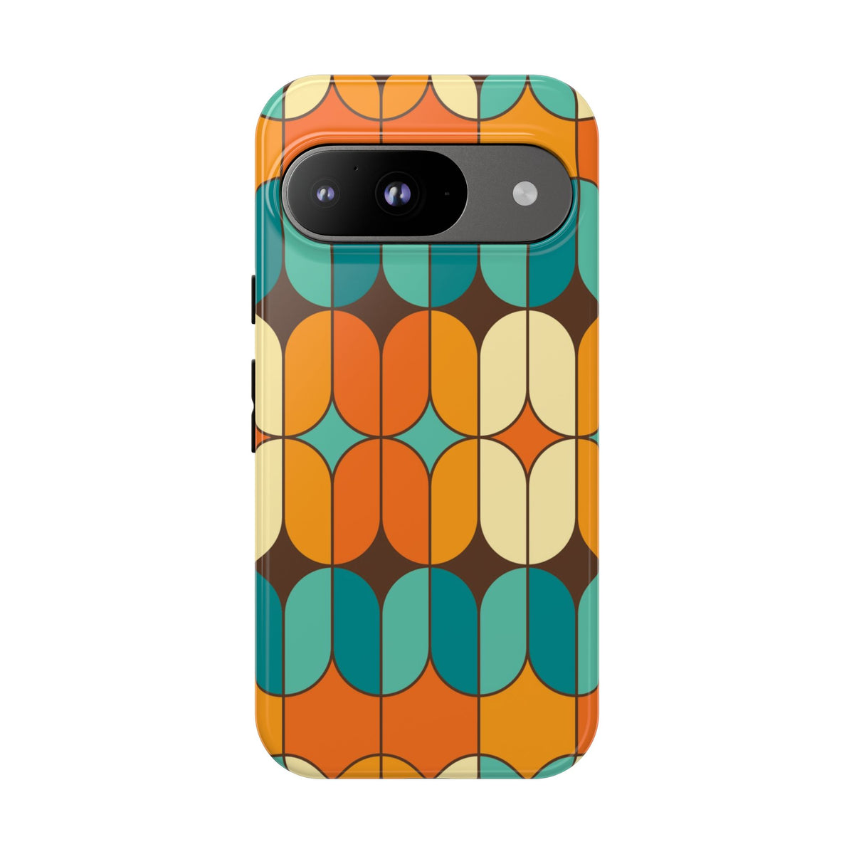 Mid Century Modern Orange, Teal Geometric Mod Designed Tough Phone Case