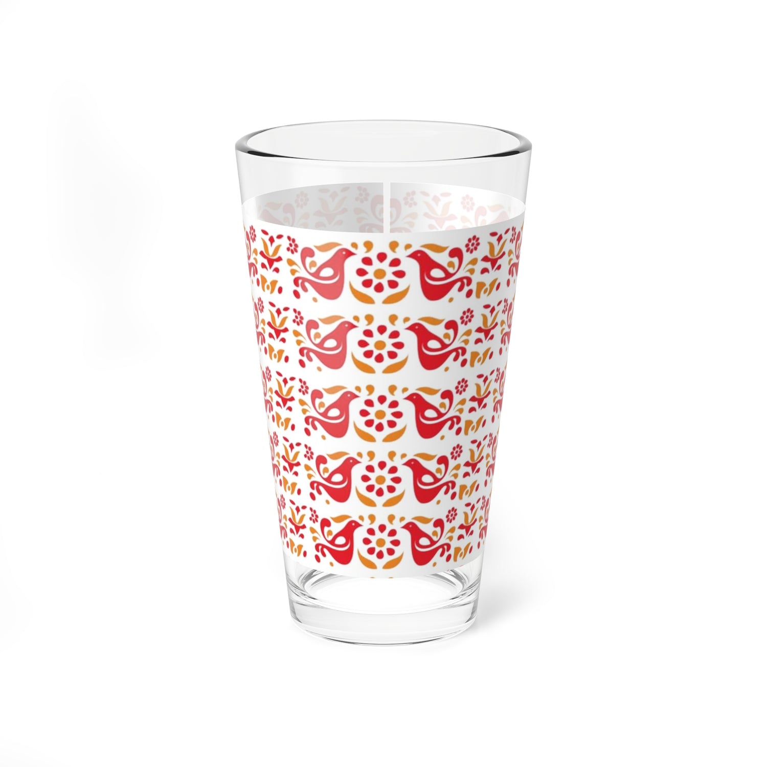 Pyrex Circle Of Friendship, Folk Art Rooster, Red, Yellow Kitschy Pyrex Collector Drinking Glass - Mid Century Modern Gal