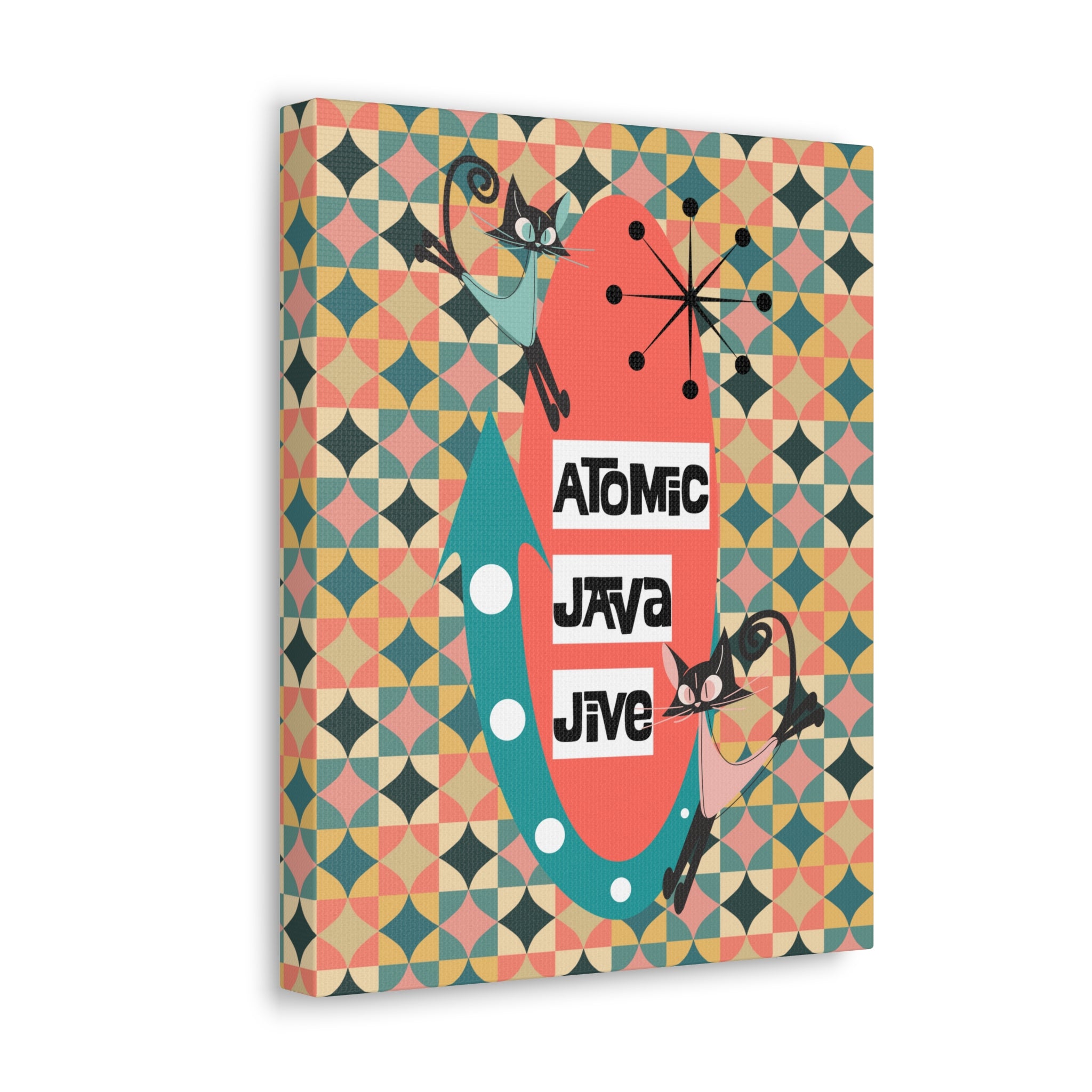 Mid Century Modern Coffee Bar, Coffee Nook, Kitschy 50s Wall Art, Atomic Java Jive Coffee Lover Art - Mid Century Modern Gal